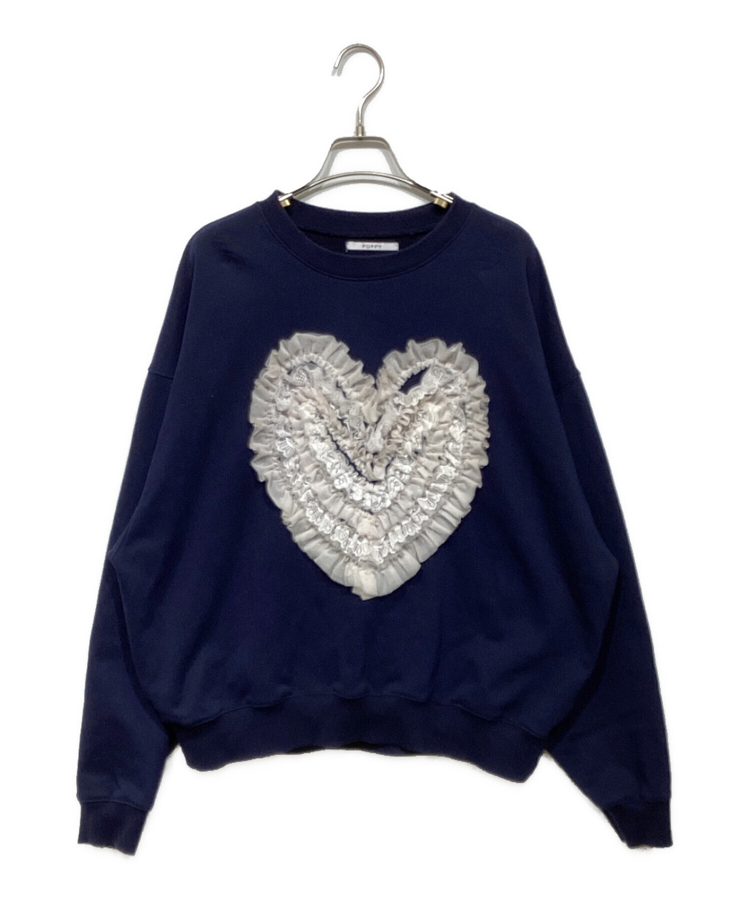 中古・古着通販】POPPY (ポピー) Heart tulle sweatshirt ネイビー