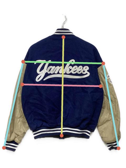 中古・古着通販】NIKE (ナイキ) 袖レザースタジャン ネイビー×ベージュ