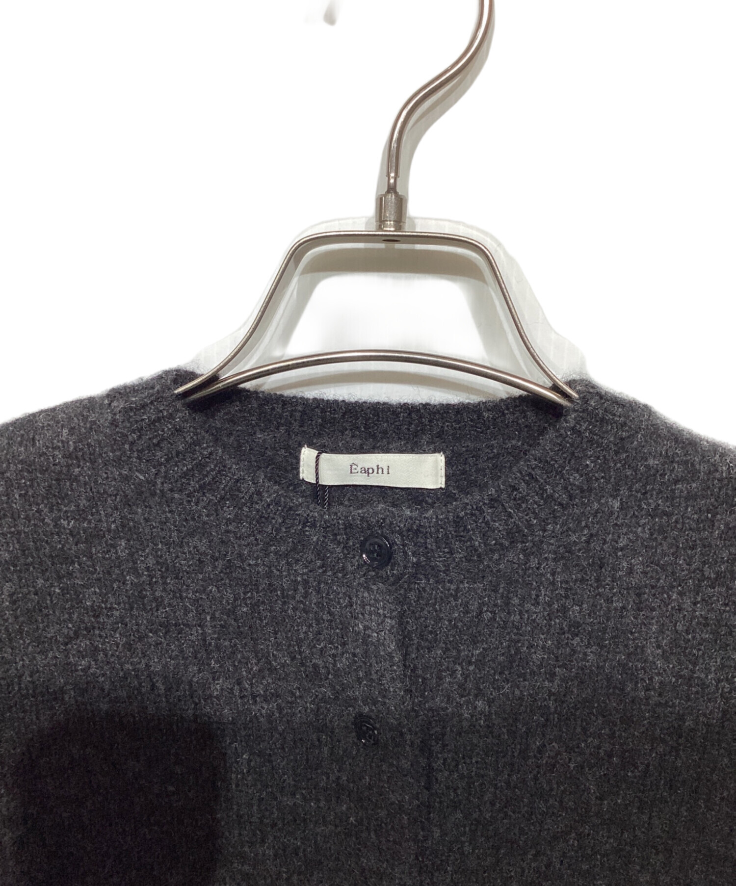 中古・古着通販】Eaphi (エフィ) WOOL KNIT LOGO CARDIGAN ブラック