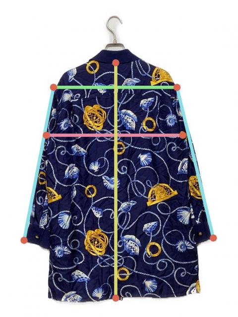中古・古着通販】CELINE (セリーヌ) 総柄シルクシャツ ネイビー サイズ