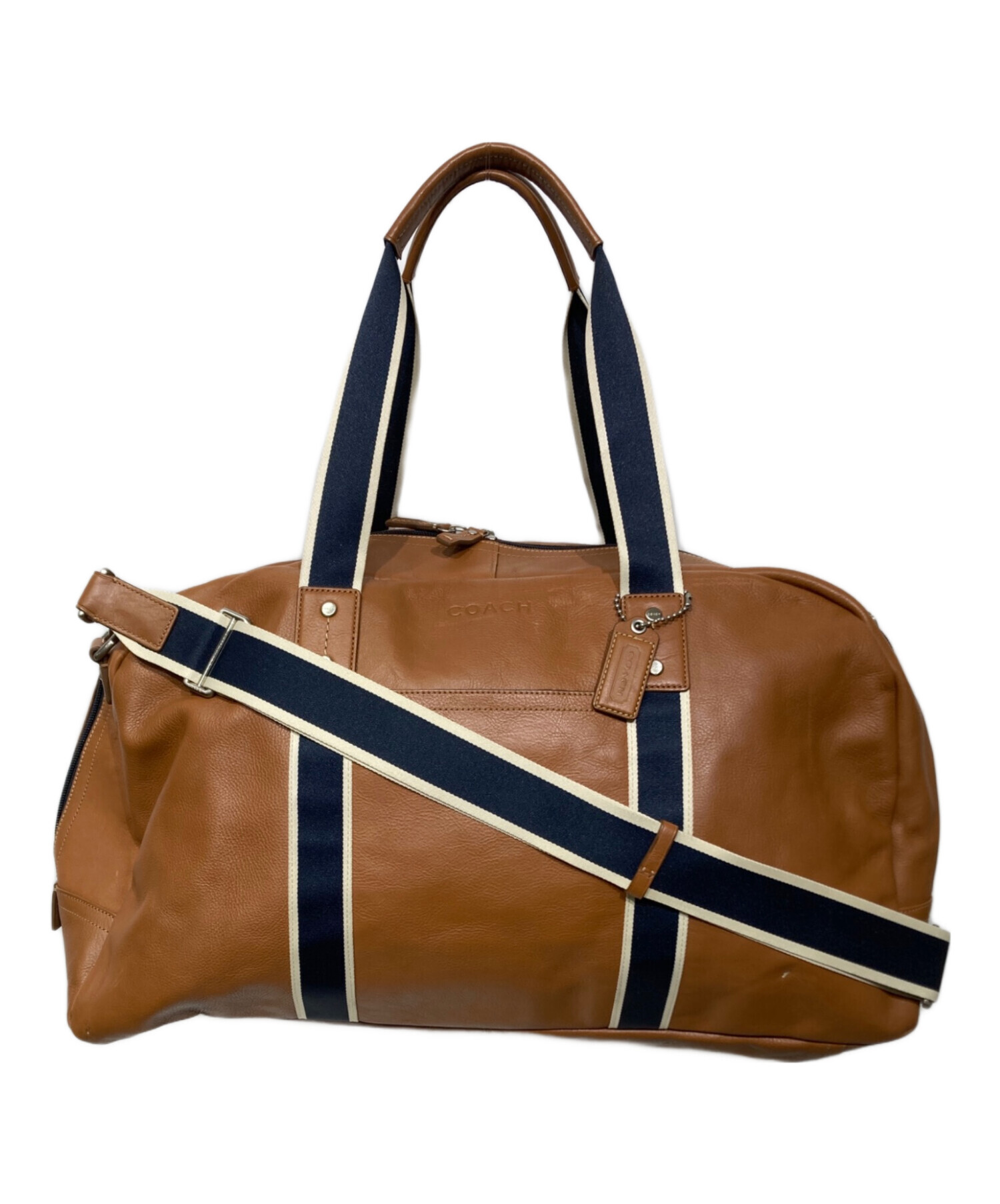 COACH コーチ F70561 ボストンバッグ レザー ブラウン×ネイビー 中古・古着通販】COACH (コーチ) F70561 レザー2WAYボストンバッグ