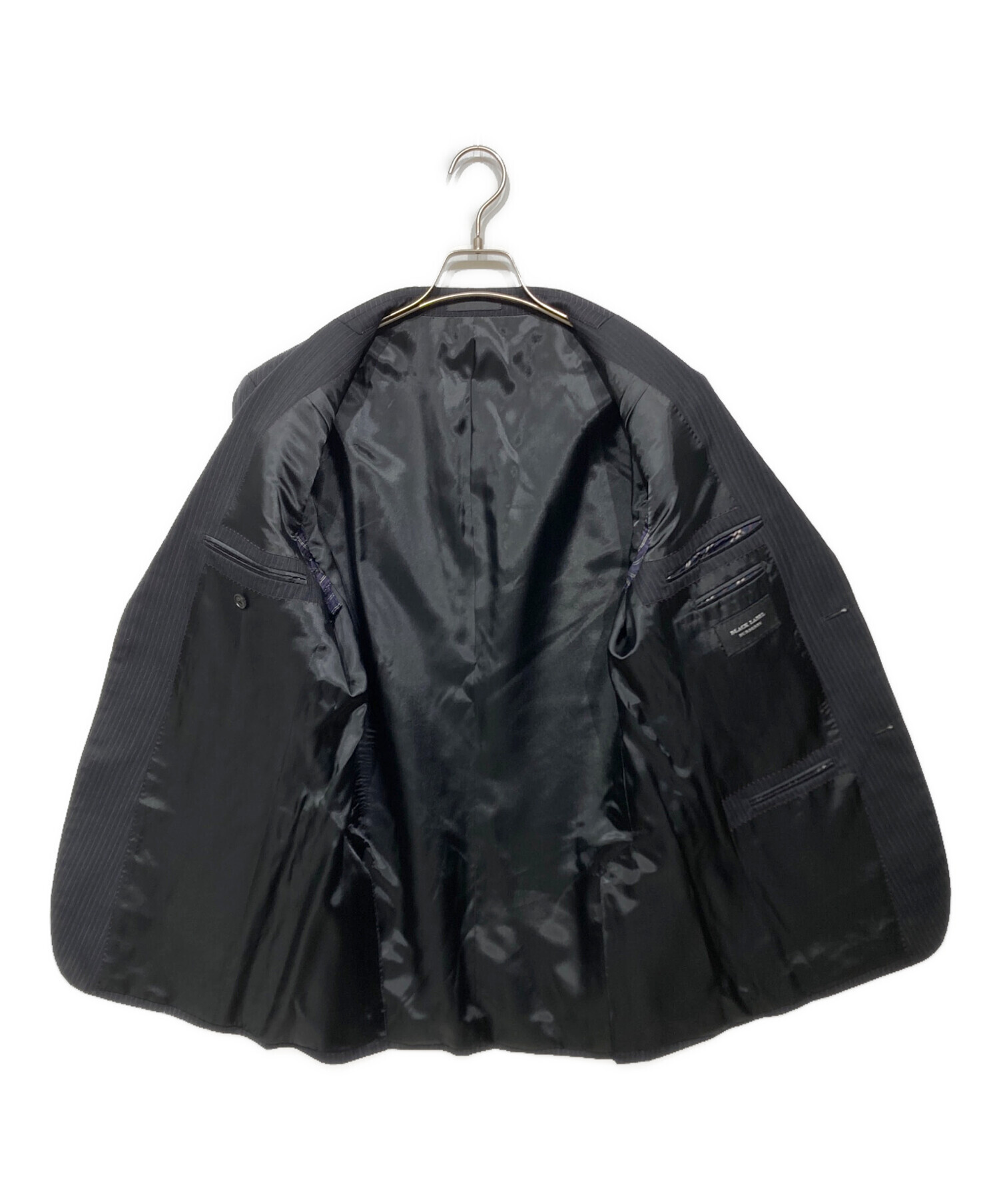 美品 バーバリー ブラックレーベル ブラック スーツ 42R L 裏地モノグラム 中古・古着通販】BURBERRY BLACK LABEL (バーバリーブラックレーベル