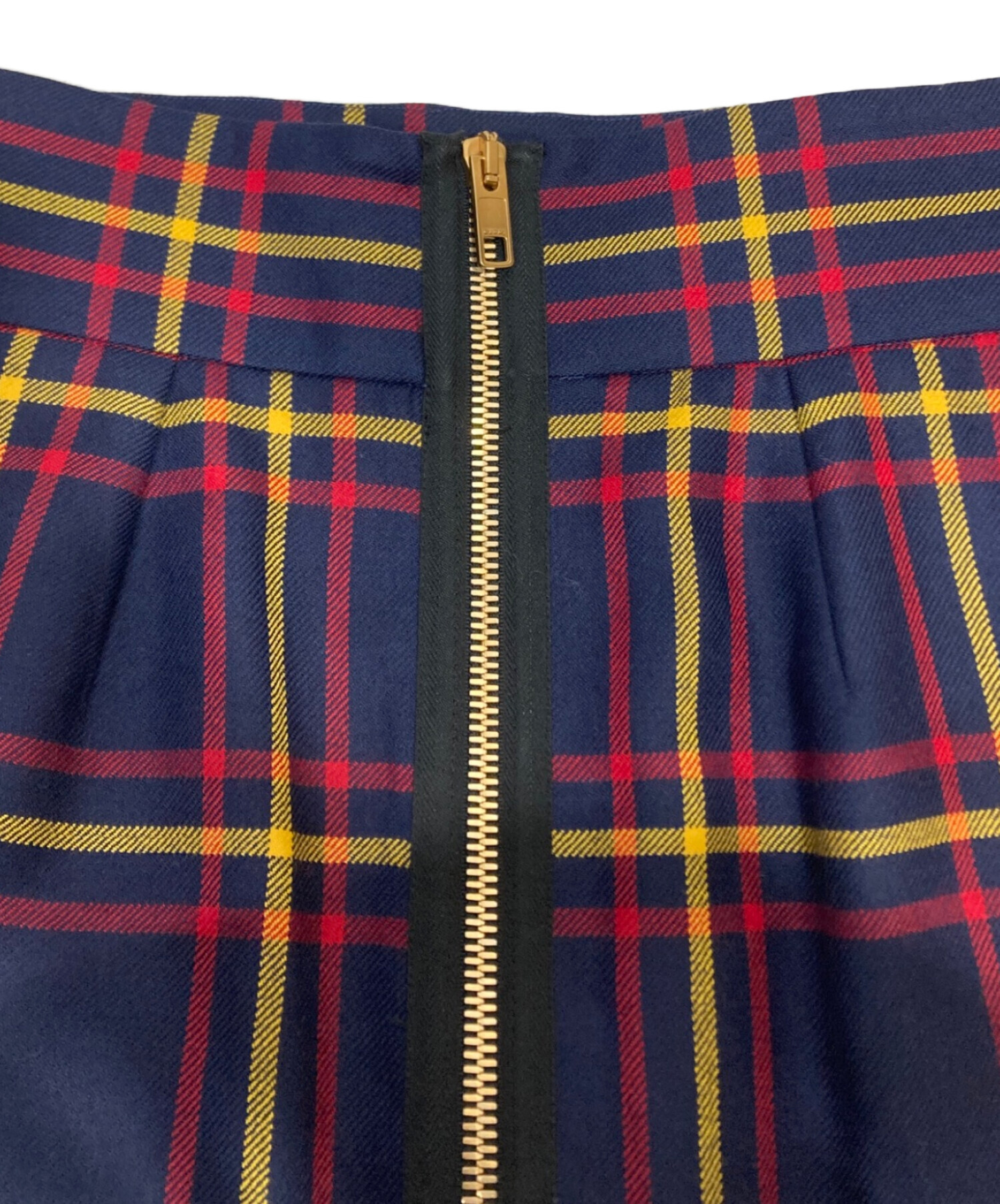 中古・古着通販】GUCCI (グッチ) チェックジップスカート ネイビー