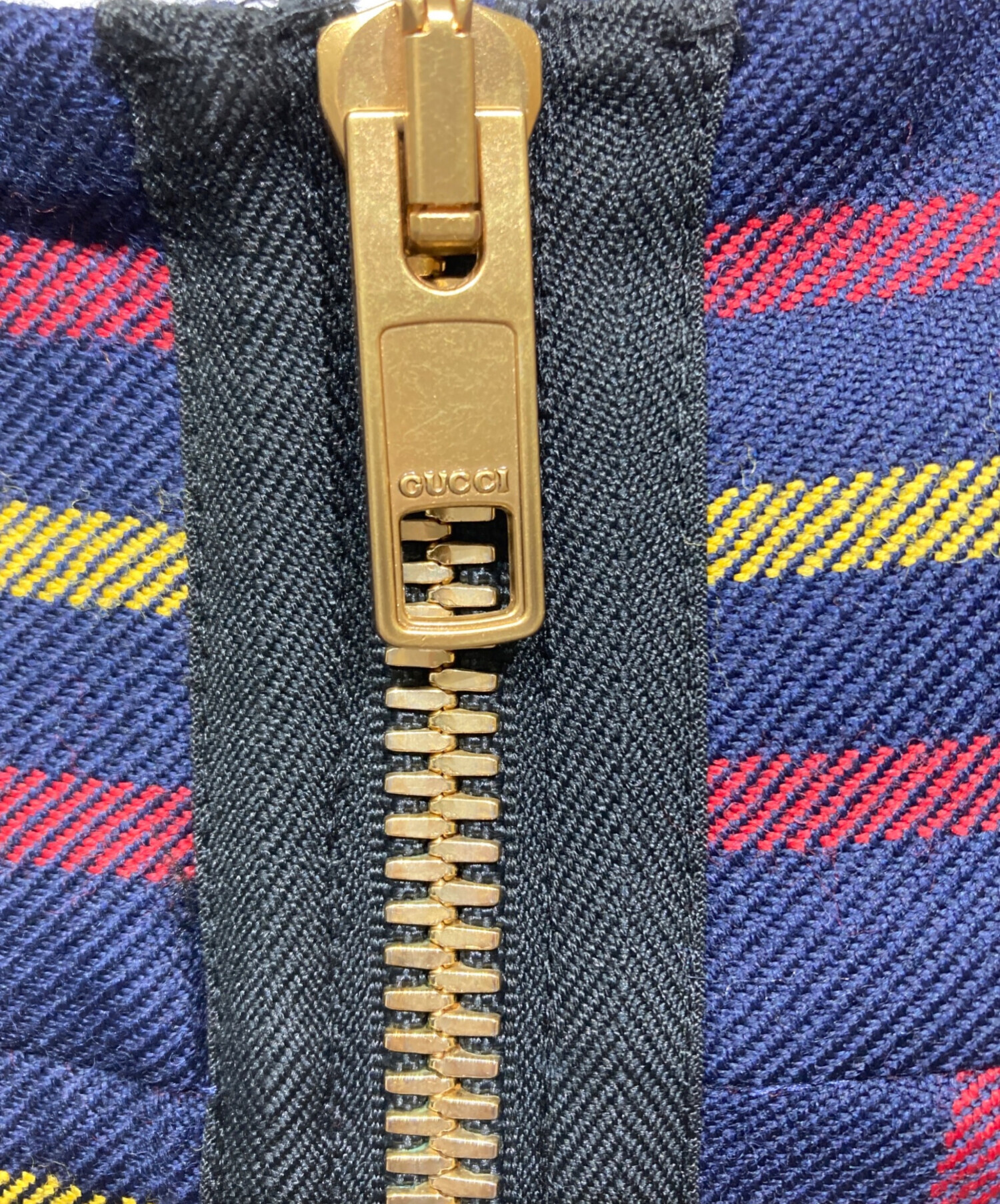 中古・古着通販】GUCCI (グッチ) チェックジップスカート ネイビー
