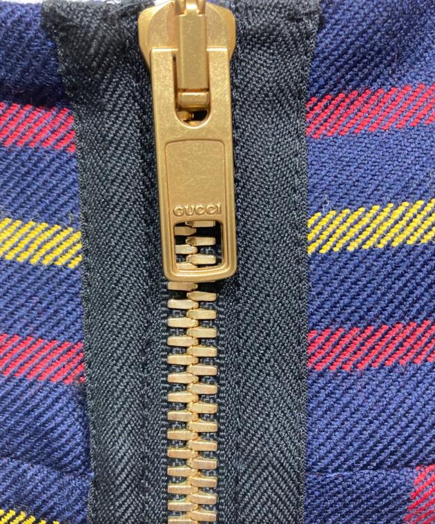 中古・古着通販】GUCCI (グッチ) チェックジップスカート ネイビー