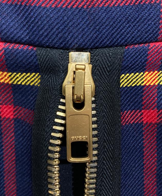 中古・古着通販】GUCCI (グッチ) チェックジップスカート ネイビー