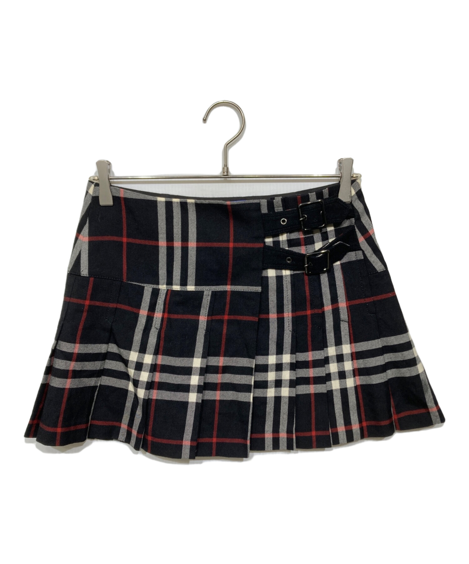 BURBERRY バーバリーブルーレーベル 赤チェック プリーツスカート