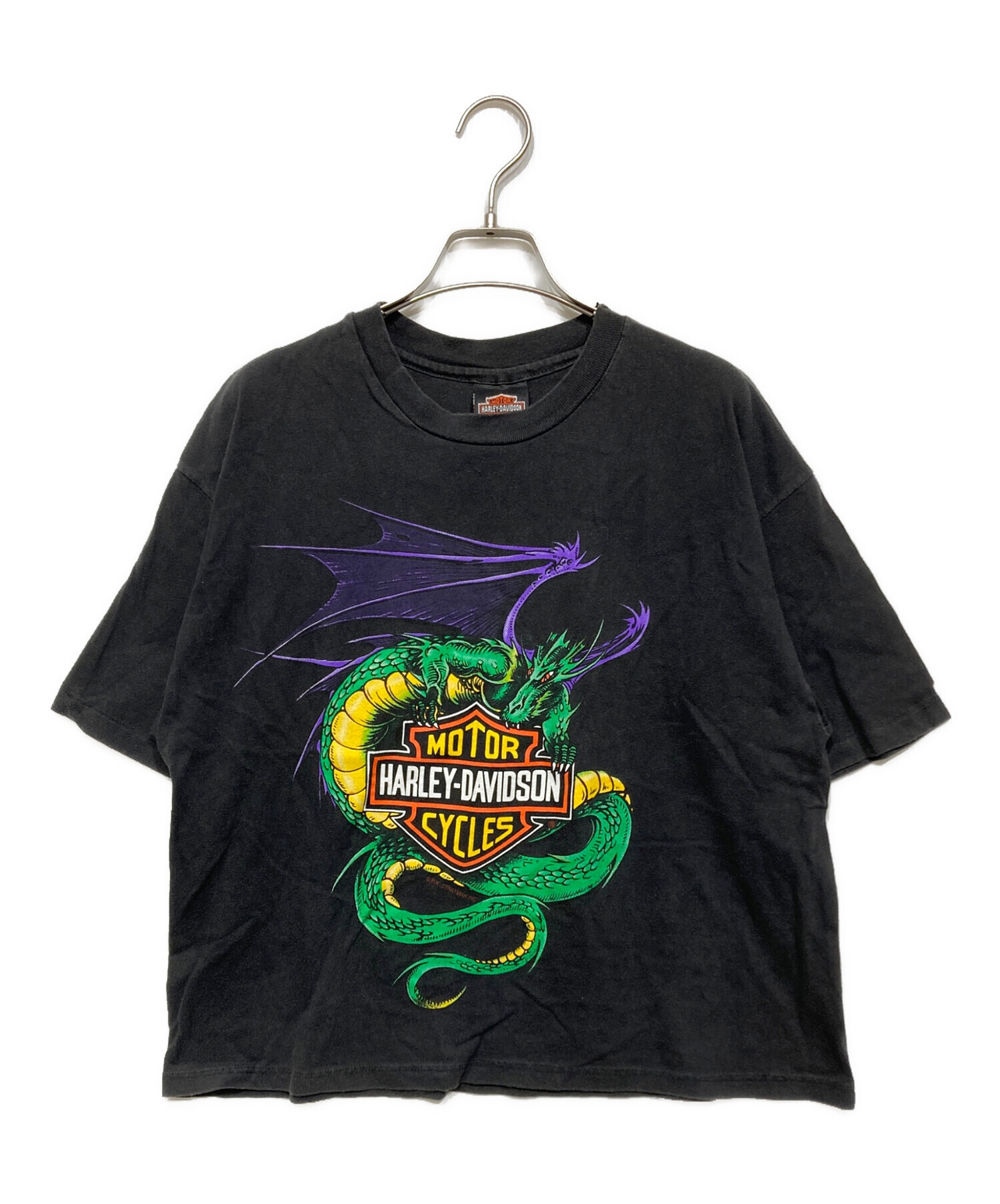 Davidson Harley ハーレーダビッドソン 【公式 アウター TシャツHushush ドラゴンとワシ 80s Harley-Davidson デカプリ ドラゴンＴシャツ トップス