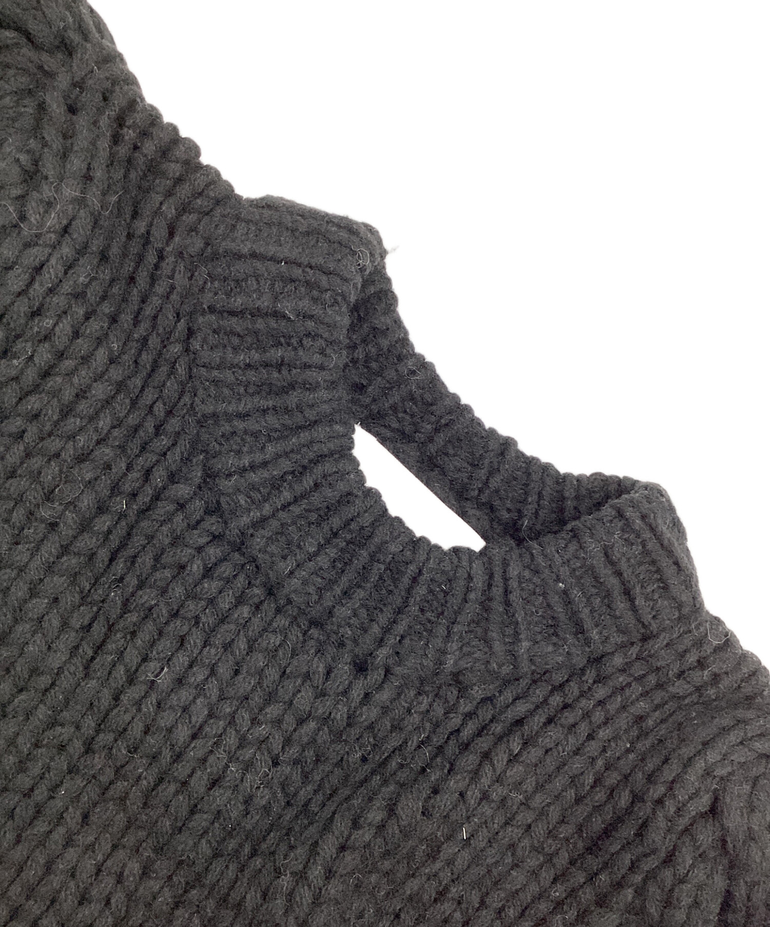 中古・古着通販】CLANE (クラネ) PEPLUM HAND KNIT TOPS ブラック
