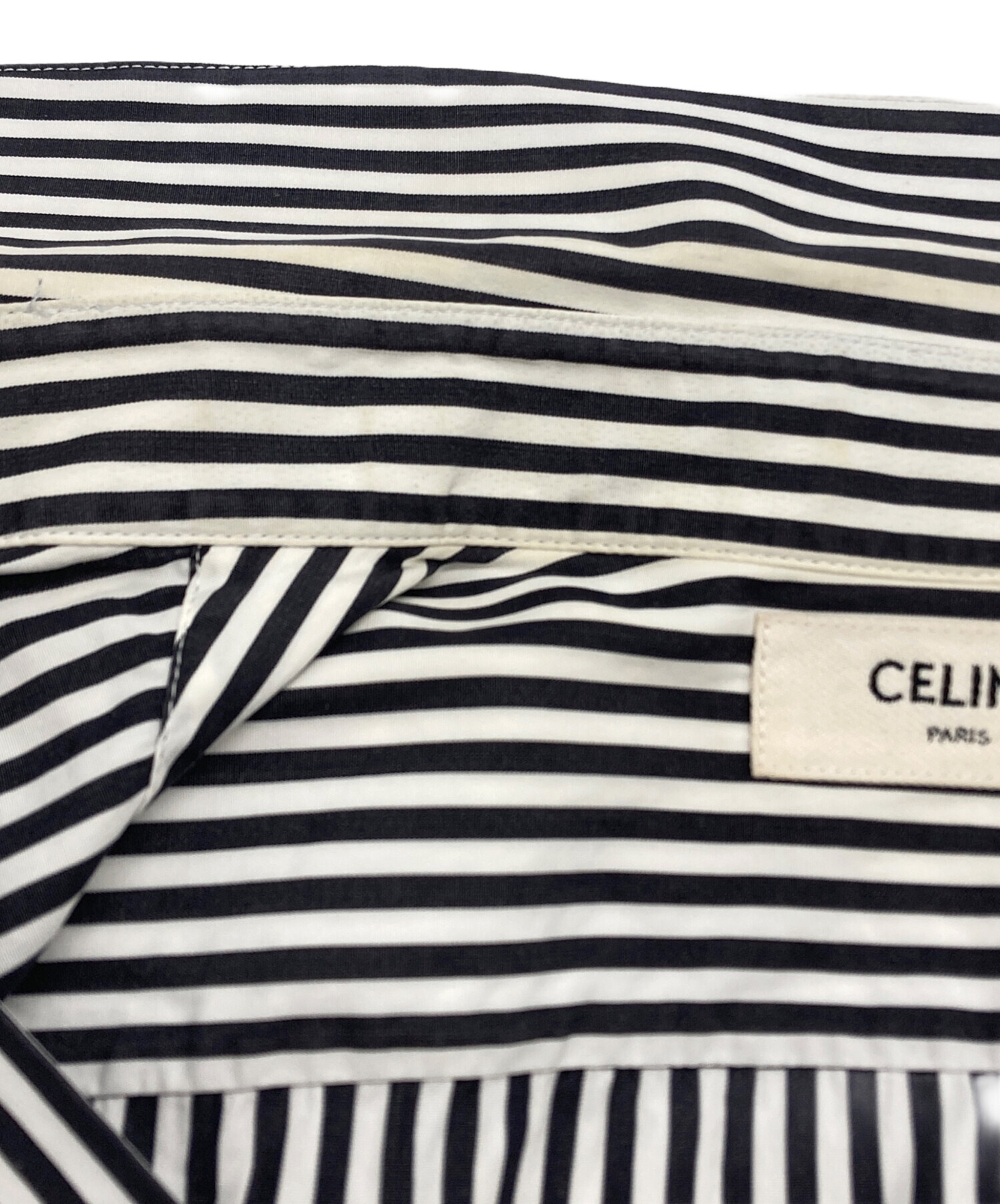 中古・古着通販】CELINE (セリーヌ) ストライプコットンシャツ グレー