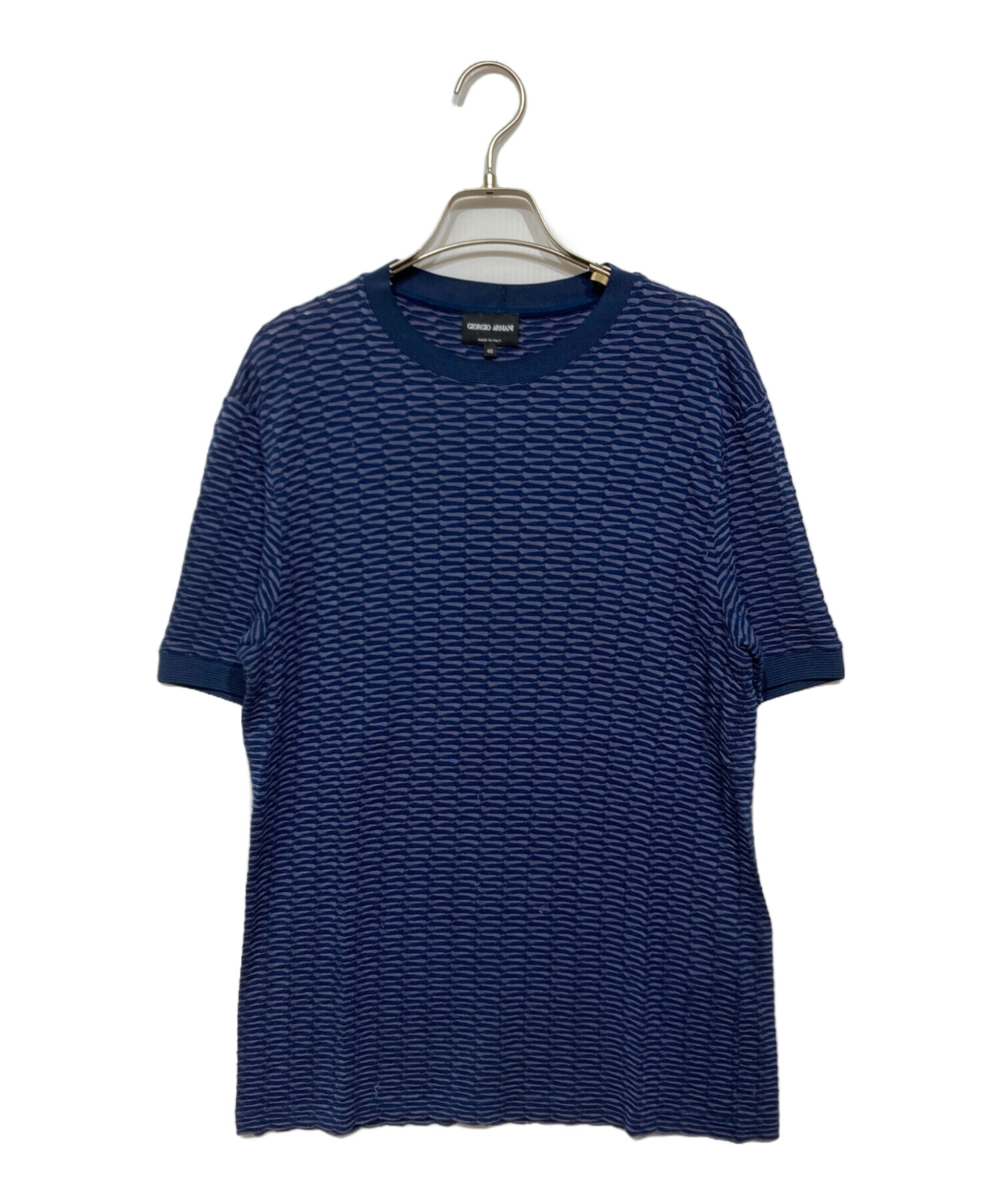GIORGIO ARMANI 半袖　ニット　Tシャツ ネイビー　48 中古・古着通販】GIORGIO ARMANI (ジョルジョアルマーニ) 半袖ニット