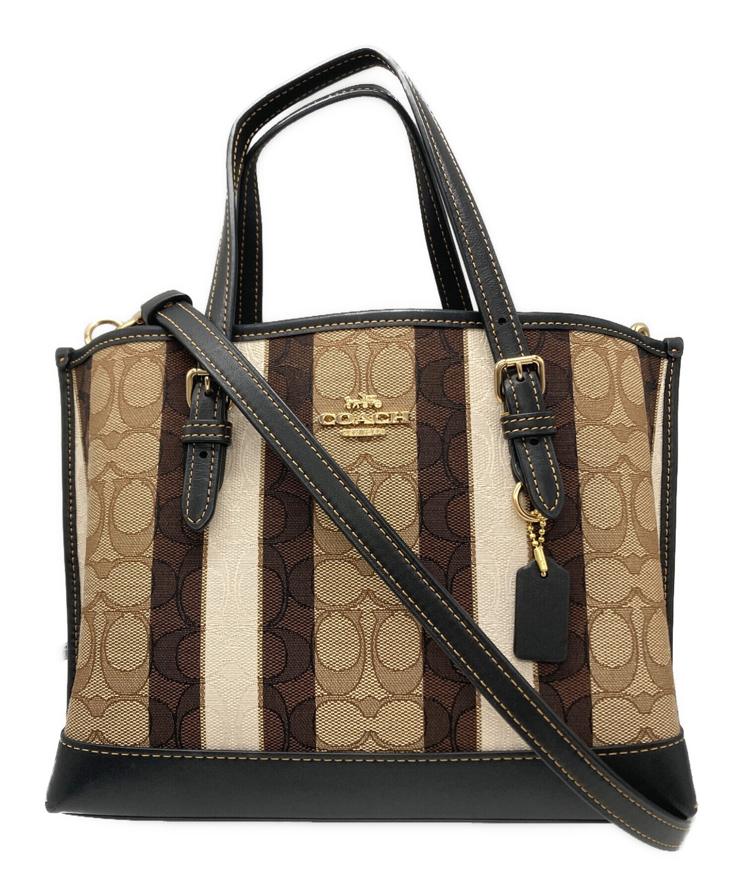 中古・古着通販】COACH (コーチ) 2WAYバッグ ベージュ×ブラック 