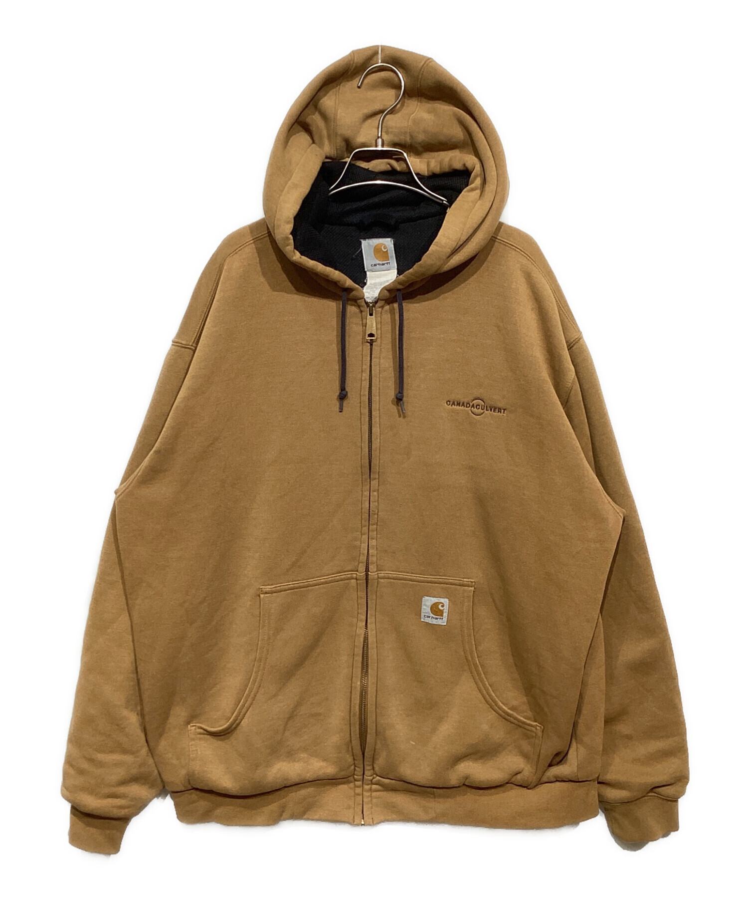 1211☆カーハート☆ジップパーカー☆バックプリント☆タグロゴ☆２ＸＬ 中古・古着通販】CarHartt (カーハート) ジップパーカー ベージュ