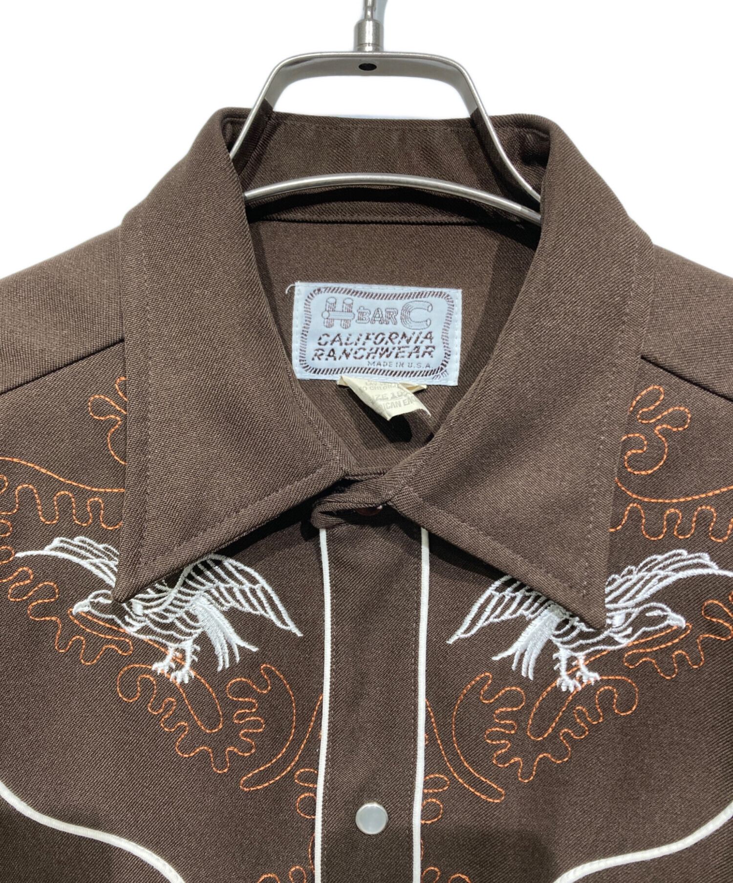 H Bar C 刺繍入りブラウンウエスタンシャツ　ビンテージ　80年代 中古・古着通販】H BAR C (エイチバーシー) ウエスタンシャツ ブラウン