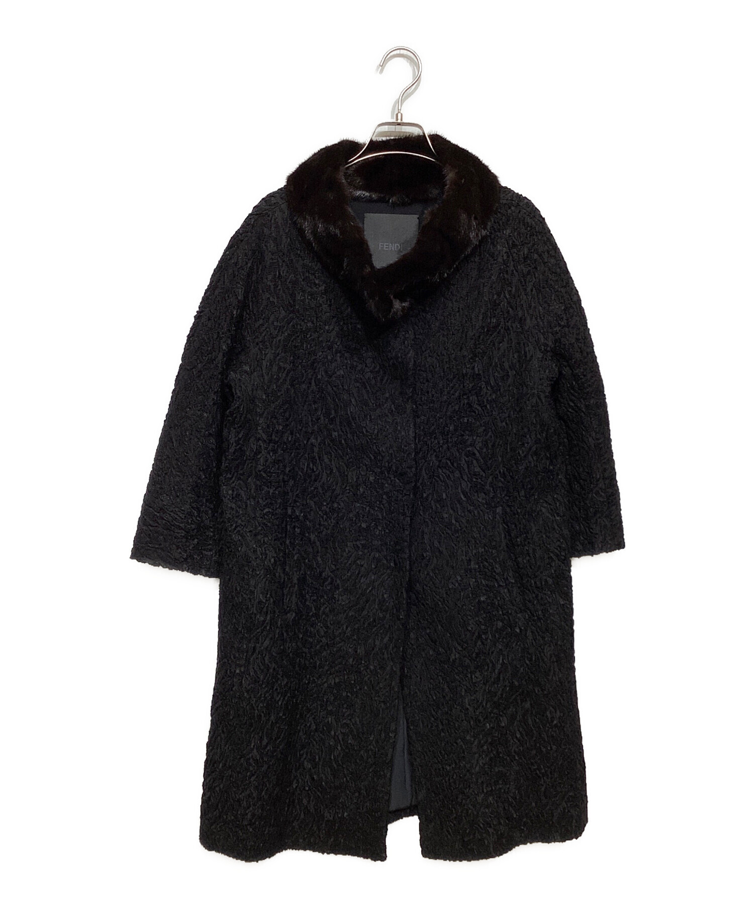 希少✨ FENDI チェスターコート ブラックミンク ショールカラー 48 中古・古着通販】FENDI (フェンディ) ミンクファー襟付きジャガード