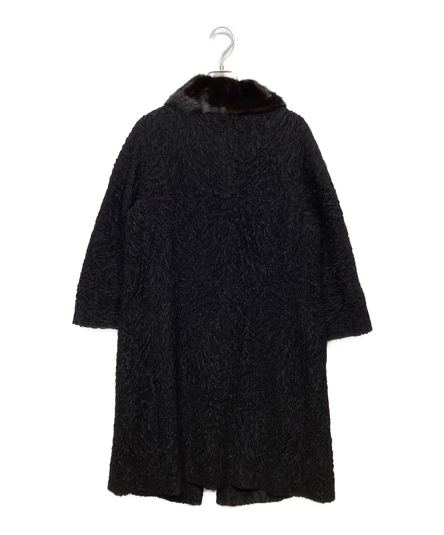 【OLD FENDI オールドフェンディ】ダッフルコート ブラック 中古・古着通販】FENDI (フェンディ) ミンクファー襟付きジャガード