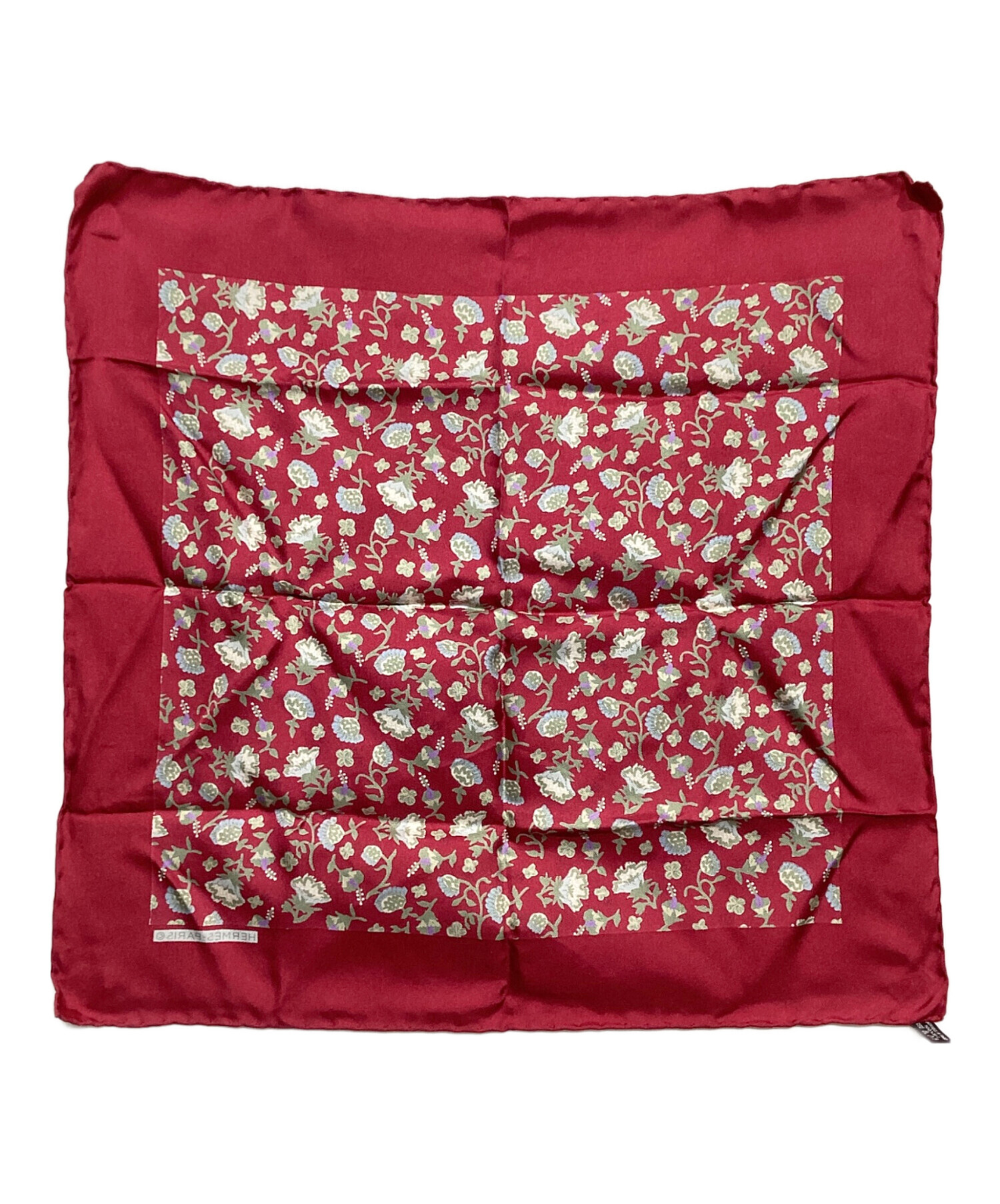 HERMES新品未使用品 スカーフ 花柄 中古・古着通販】HERMES (エルメス) 花柄スカーフ レッド サイズ:42×42