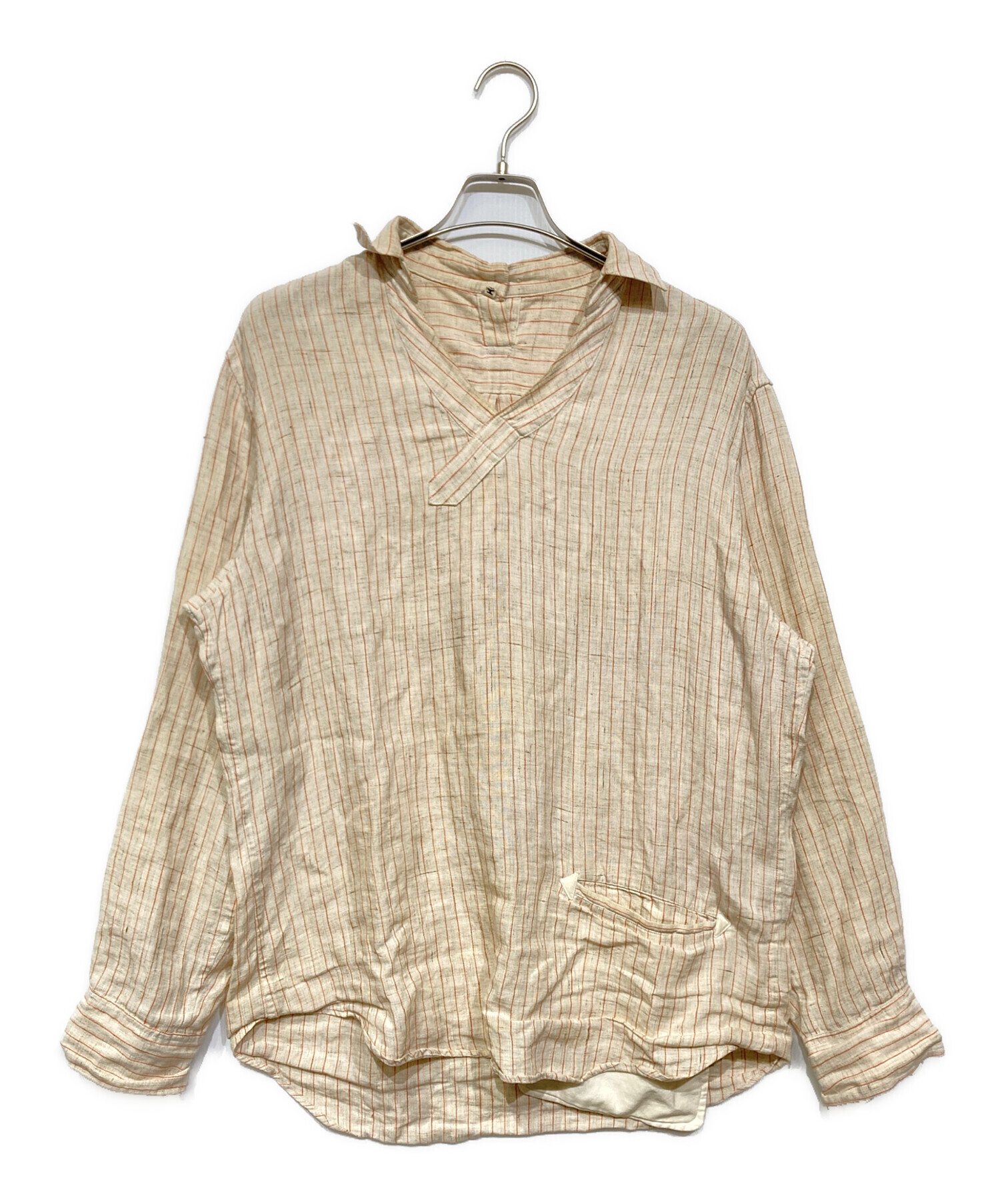 【Koki出品】 中古・古着通販】KHOKI (コッキ) Stripe Linen Pullover Shirt