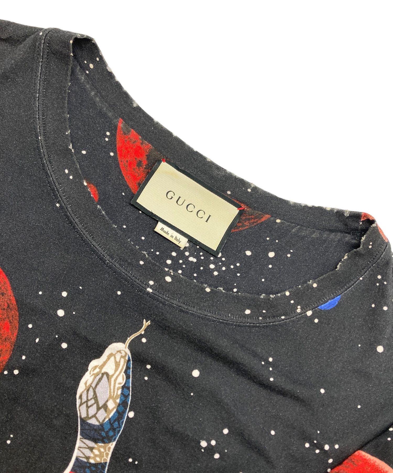 中古・古着通販】GUCCI (グッチ) スネークスペースプリントTシャツ 