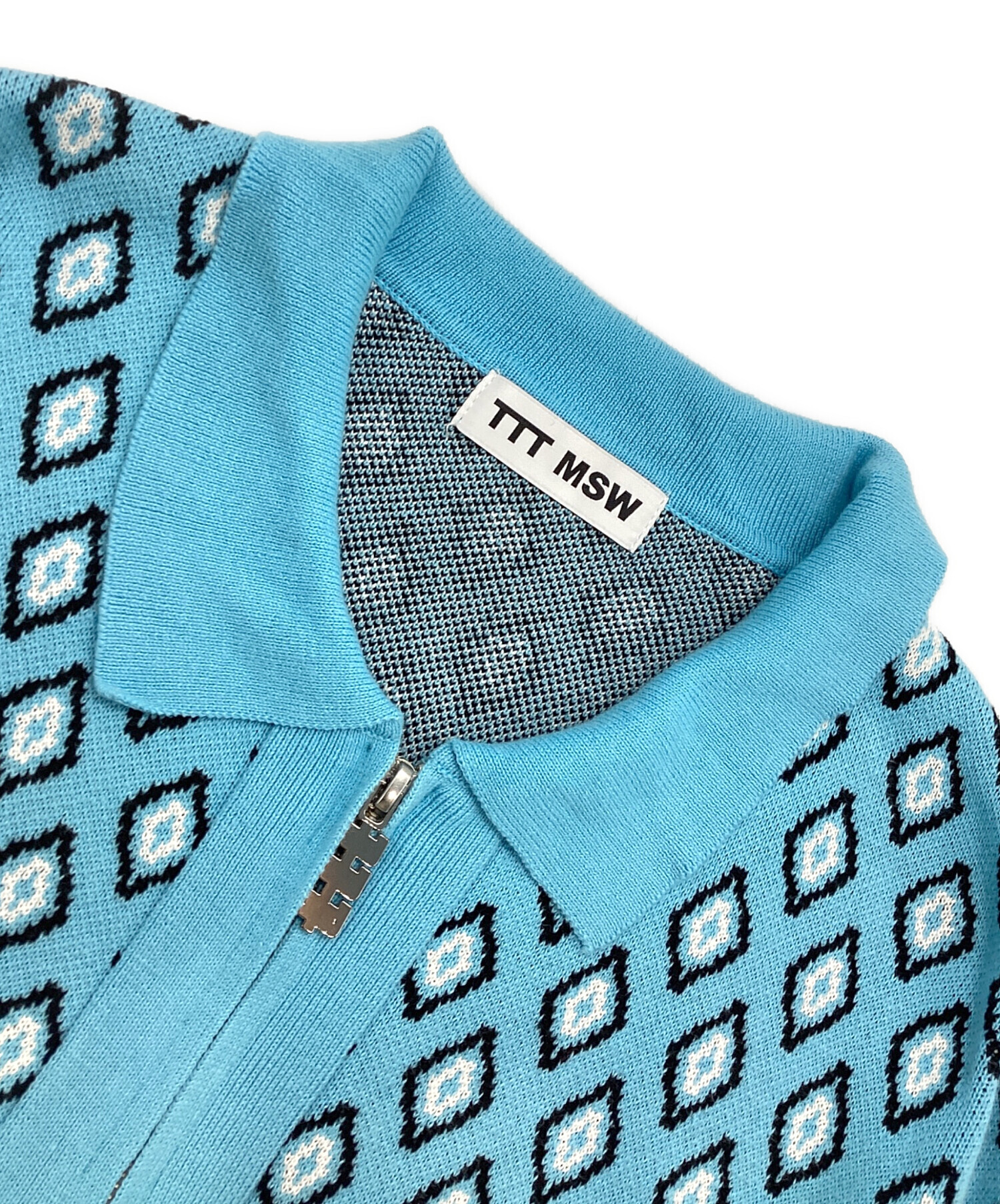 中古・古着通販】TTT MSW (ティー) Diamond Knit Polo ブルー サイズ:M