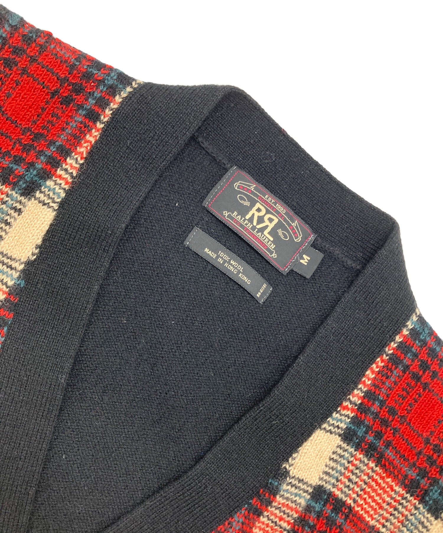 中古・古着通販】RRL (ダブルアールエル) チェックニットベスト レッド