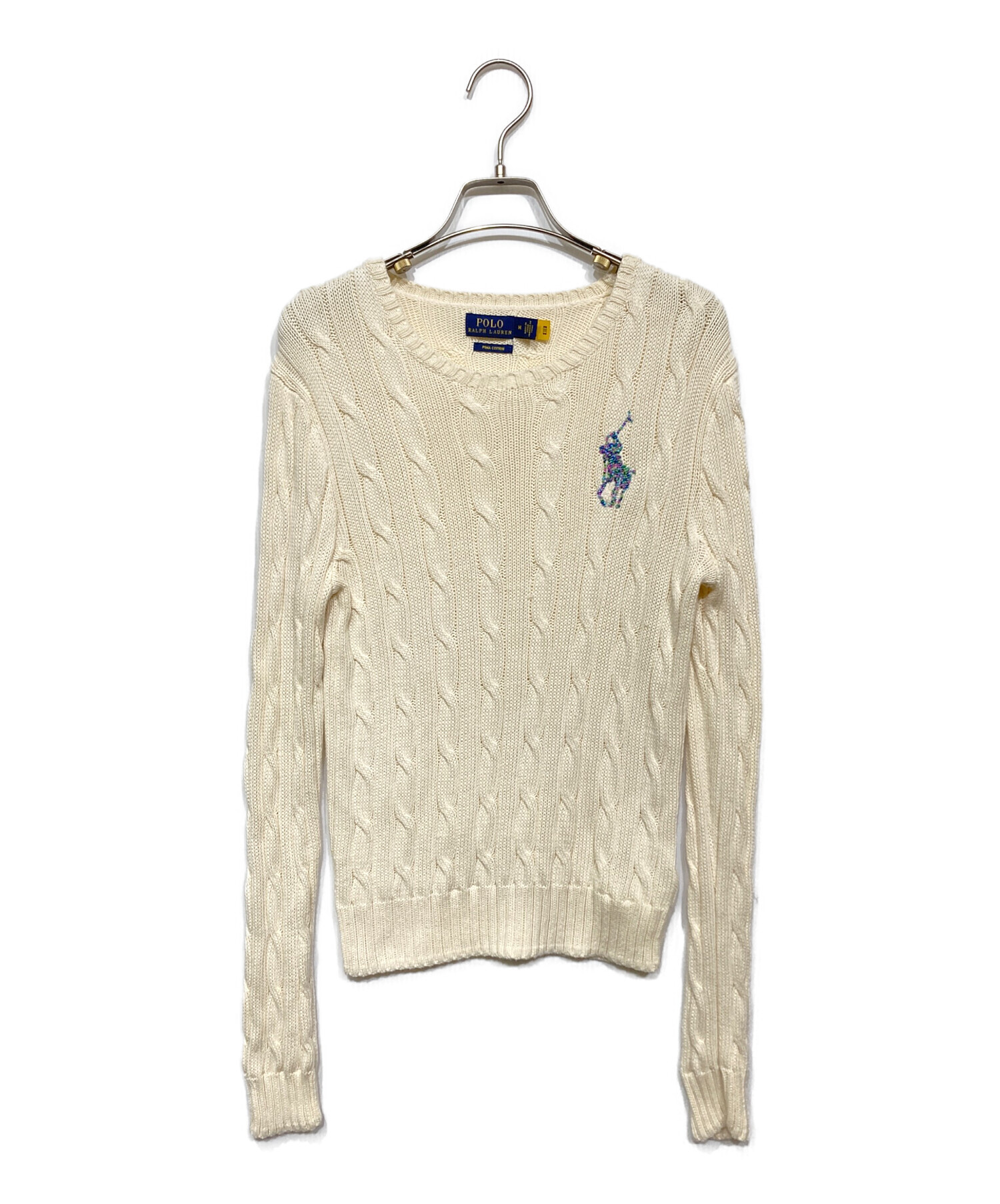 ラルフローレン　ワッフルニット　ポニー　刺繍　ベージュ　L 中古・古着通販】POLO RALPH LAUREN (ポロ・ラルフローレン) ビーズ