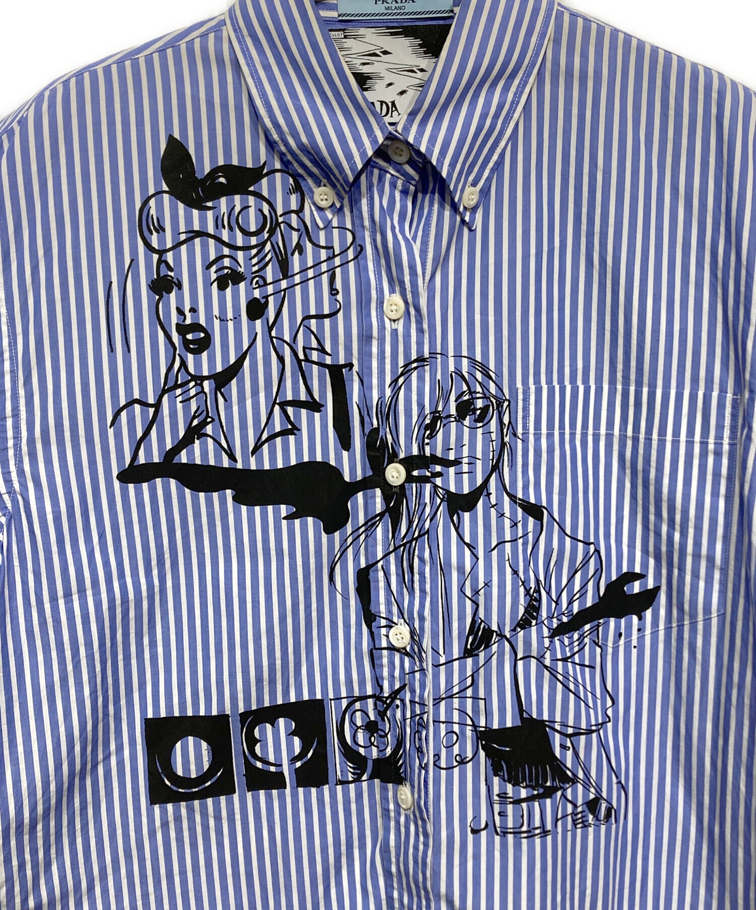 中古・古着通販】PRADA (プラダ) コミックプリントストライプシャツ