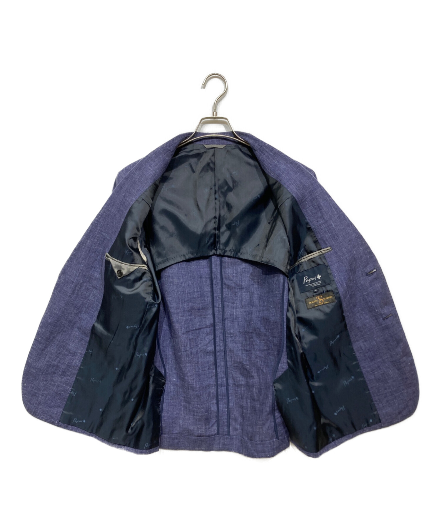 中古・古着通販】PAPAS (パパス) リネンテーラードジャケット ブルー