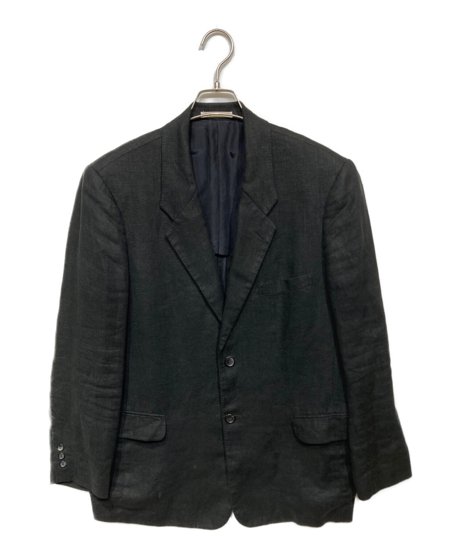【美品】パパス PAPAS アンコン テーラードジャケット 麻 中古・古着通販】PAPAS (パパス) リネンテーラードジャケット ブラック