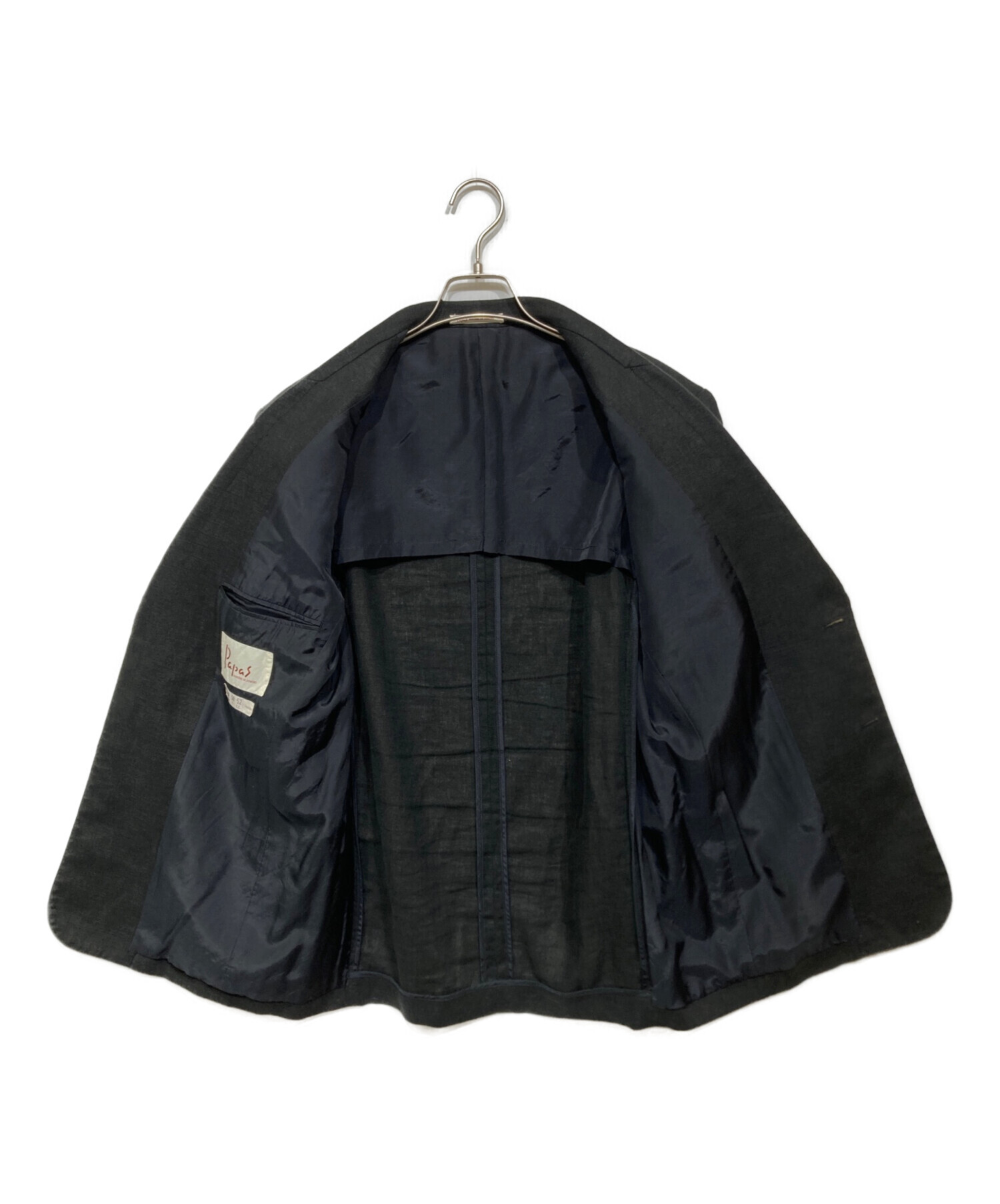 中古・古着通販】PAPAS (パパス) リネンテーラードジャケット ブラック