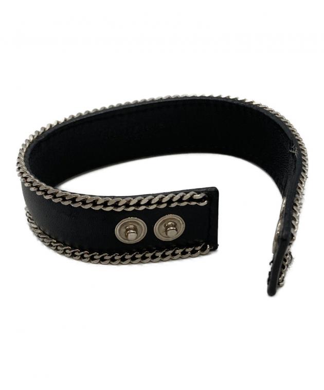 SAINT LAURENT PARIS ブラックレザー3重巻きブレスレット 中古・古着通販】Saint Laurent Paris (サンローランパリ) チェーン