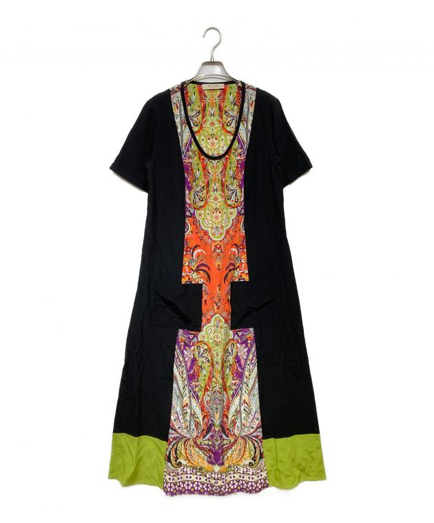 ETROエトロ シルクワンピース 中古・古着通販】ETRO (エトロ) シルク半袖ワンピース ブラック サイズ