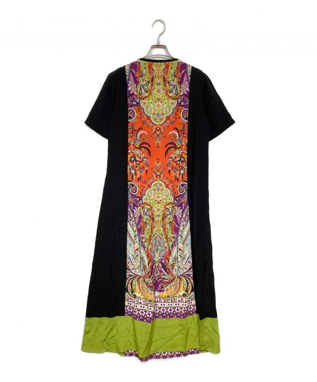ETROエトロ シルクワンピース 中古・古着通販】ETRO (エトロ) シルク半袖ワンピース ブラック サイズ