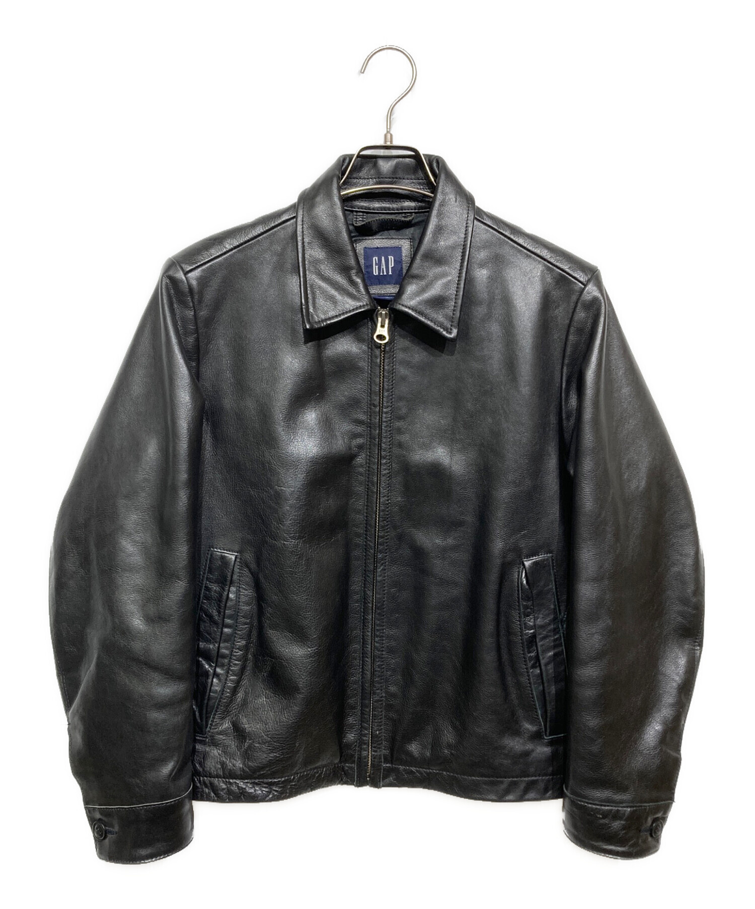 GAP ブラックレザー ジャケット 黒 古着 中古・古着通販】GAP (ギャップ) 裏キルティングレザージャケット
