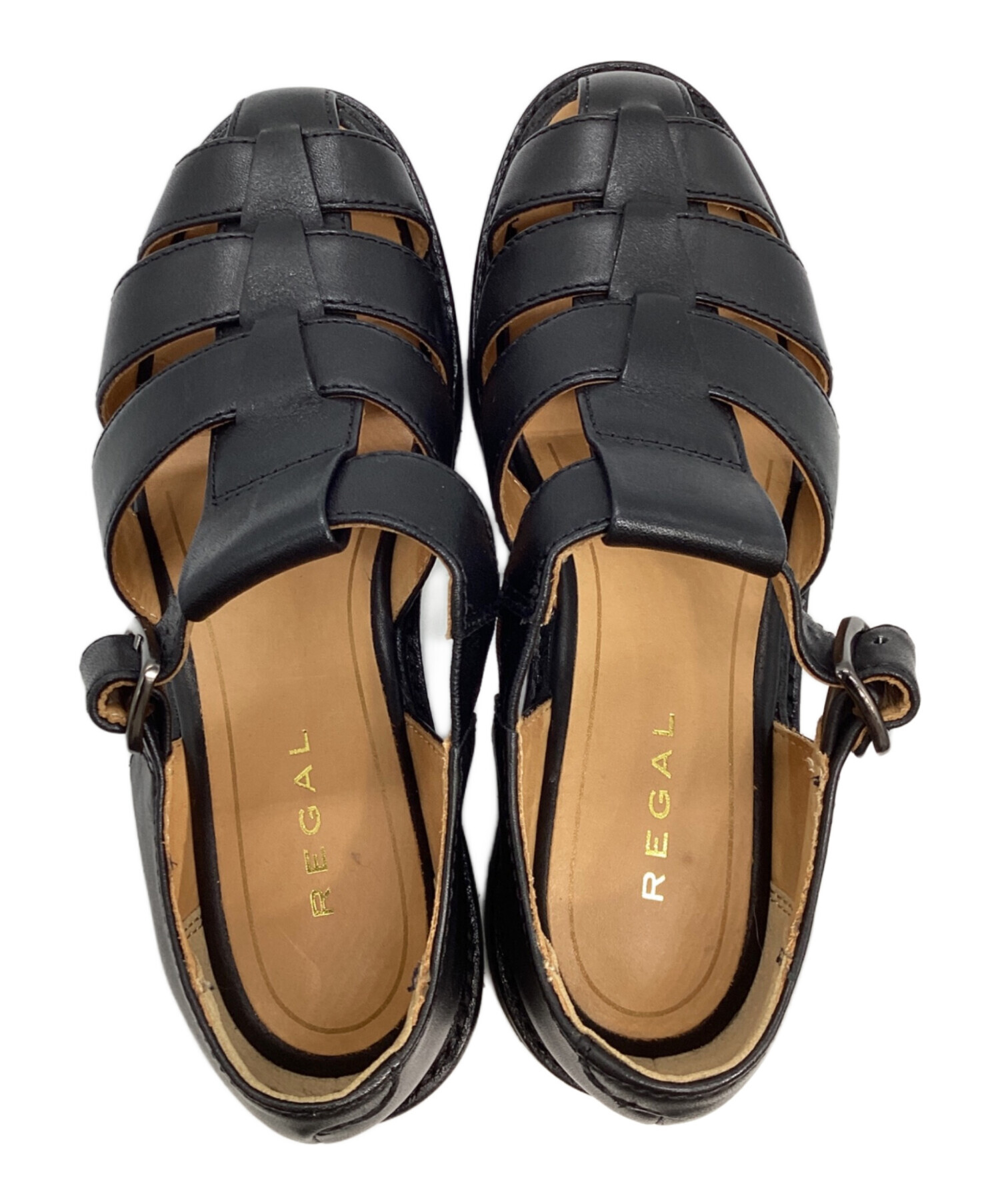 未使用級✨REGAL リーガル 23.5 グルカサンダル ブラック レザー 中古・古着通販】REGAL (リーガル) グルカサンダル ブラック サイズ