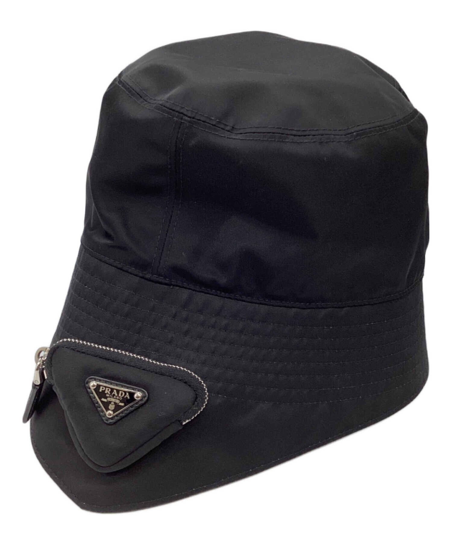 未使用級✨プラダ バケットハット トライアングル ナイロン ブラック XLサイズ 中古・古着通販】PRADA (プラダ) トライアングルロゴ Re-Nylon