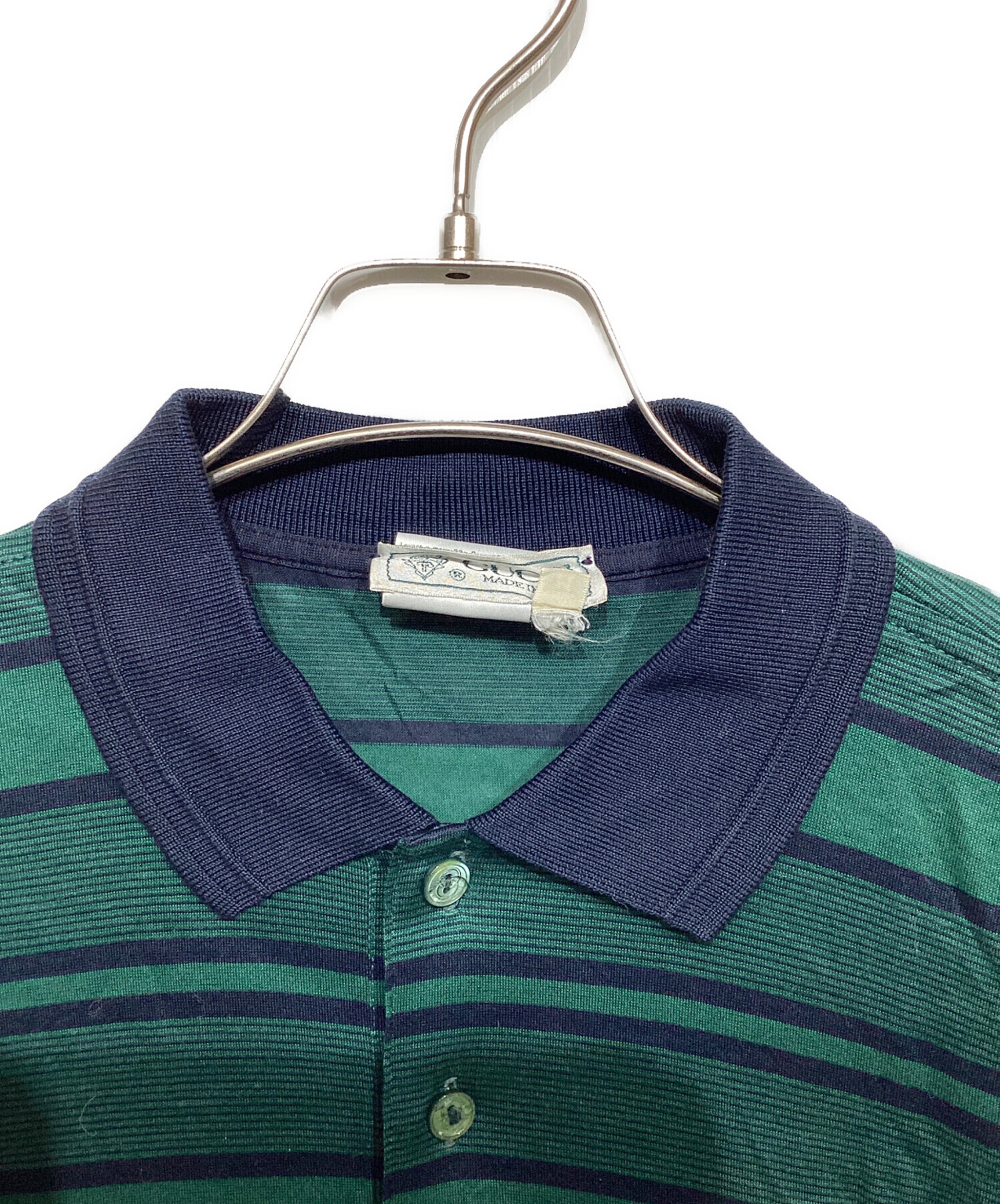 中古・古着通販】GUCCI (グッチ) ボーダーポロシャツ グリーン