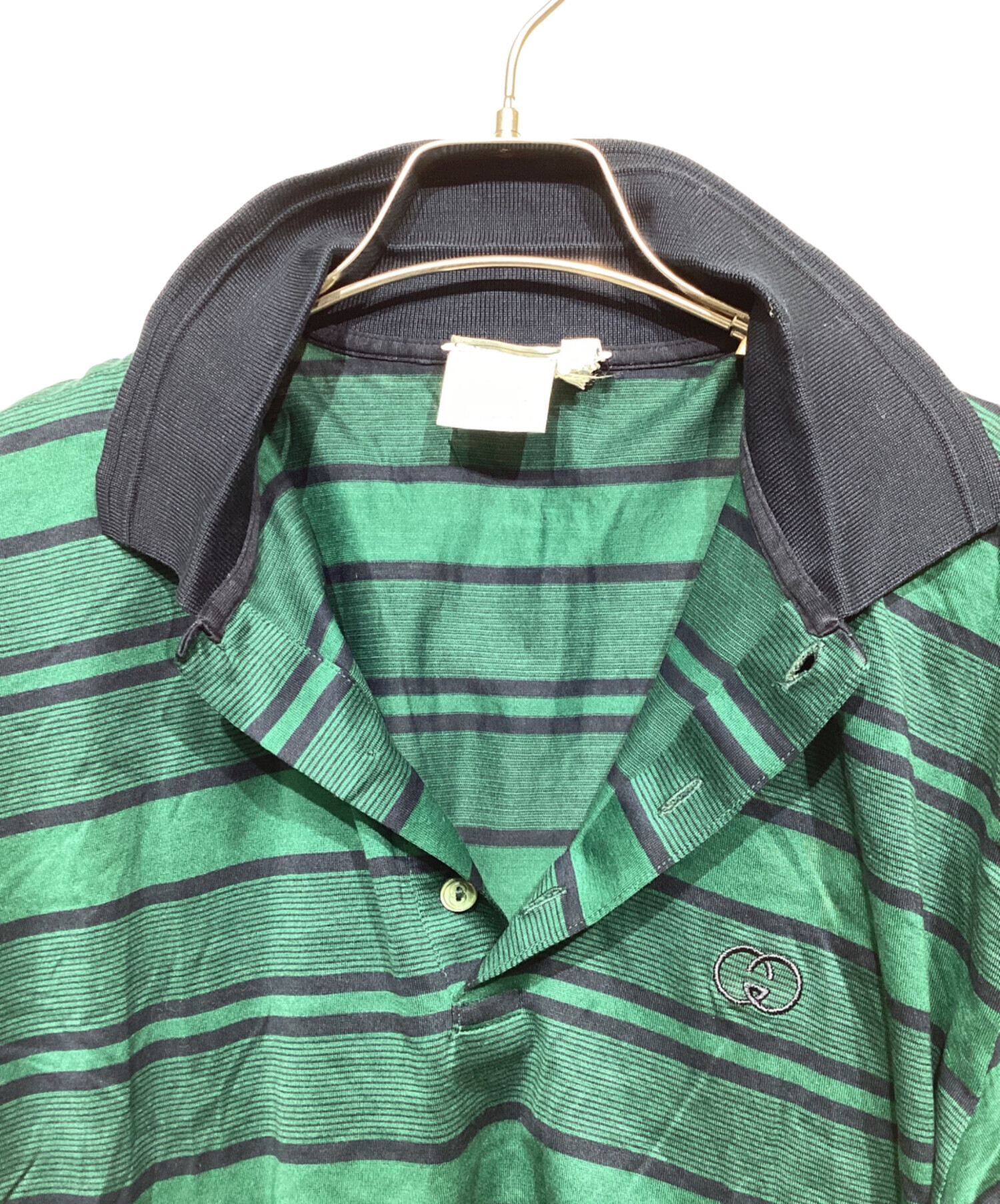 中古・古着通販】GUCCI (グッチ) ボーダーポロシャツ グリーン