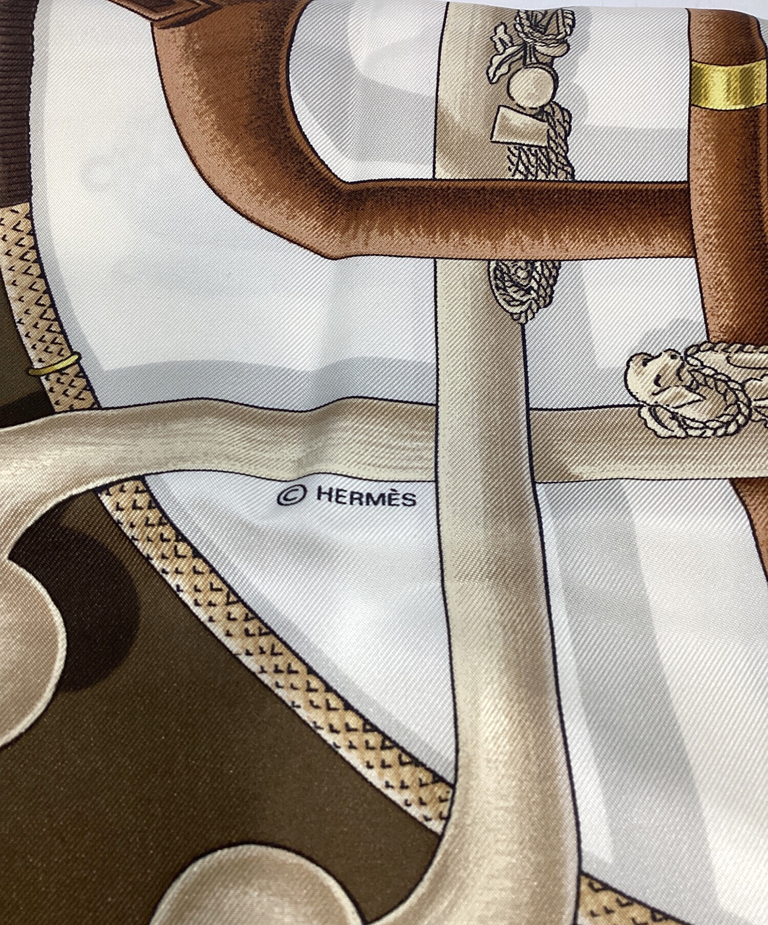 中古・古着通販】HERMES (エルメス) カレ90 シルクスカーフ ベージュ