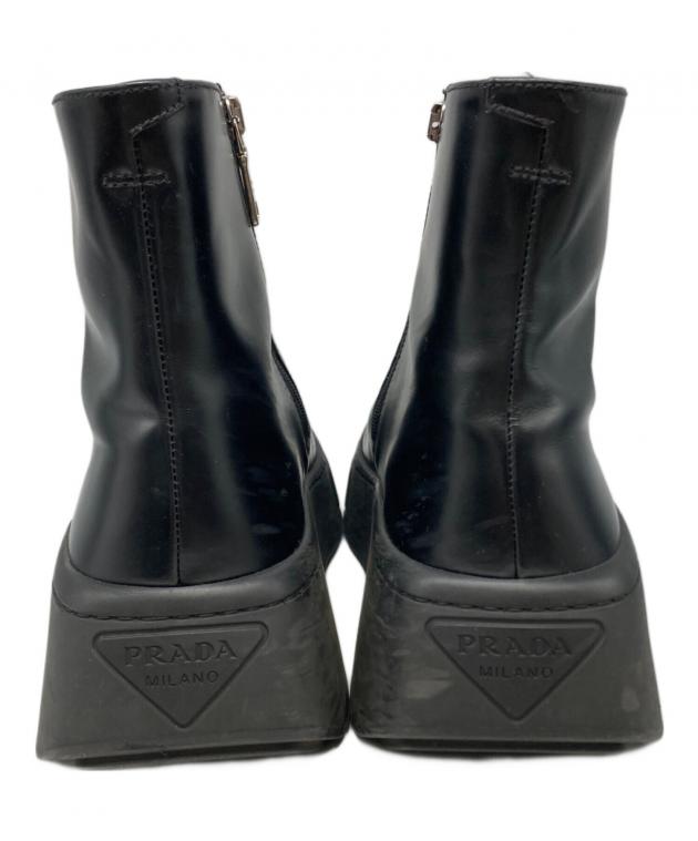 中古・古着通販】PRADA (プラダ) サイドジップブーツ ブラック サイズ