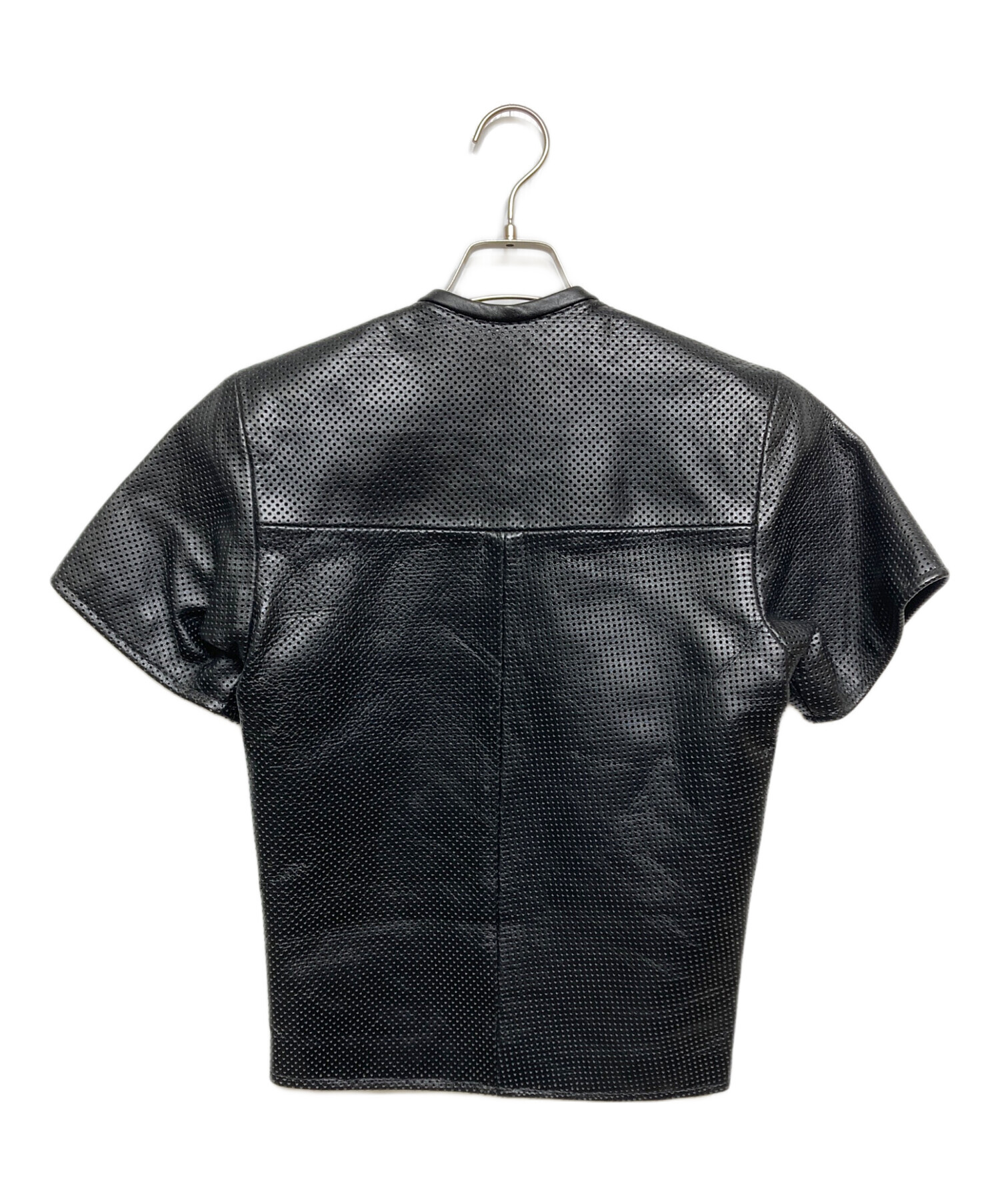 VANSONバンソン パンチングレザー半袖ジャケットSMサイズ 中古・古着通販】VANSON (バンソン) パンチングレザー半袖ジップアップ