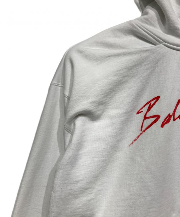 BALENCIAGA フレイムlロゴ パーカー ホワイト 中古・古着通販】BALENCIAGA (バレンシアガ) バックロゴジップパーカー
