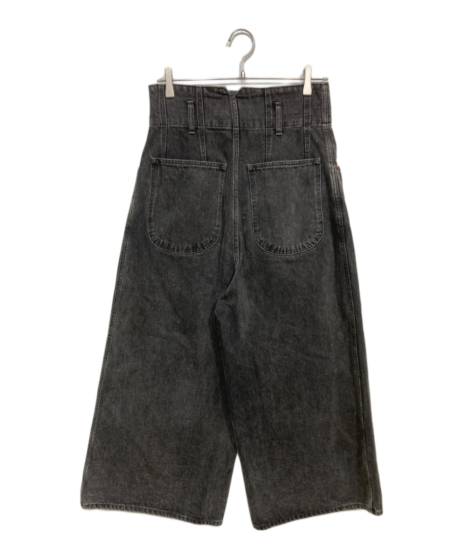 CELINE ブラックデニムパンツ 中古・古着通販】CELINE (セリーヌ) ハイウエストワイドデニムパンツ