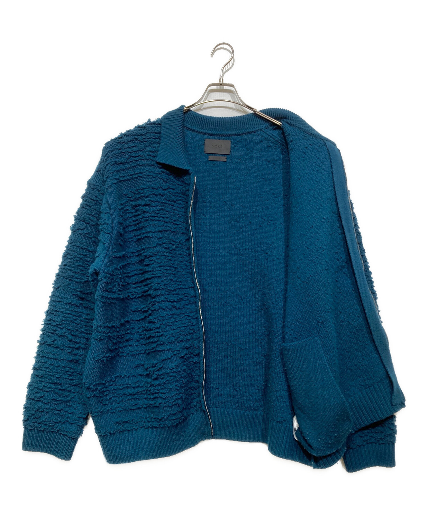 YOKE（ヨーク）モヘア カーディガン 青 中古・古着通販】YOKE (ヨーク) FRONT ZIP CARDIGAN グリーン サイズ:3