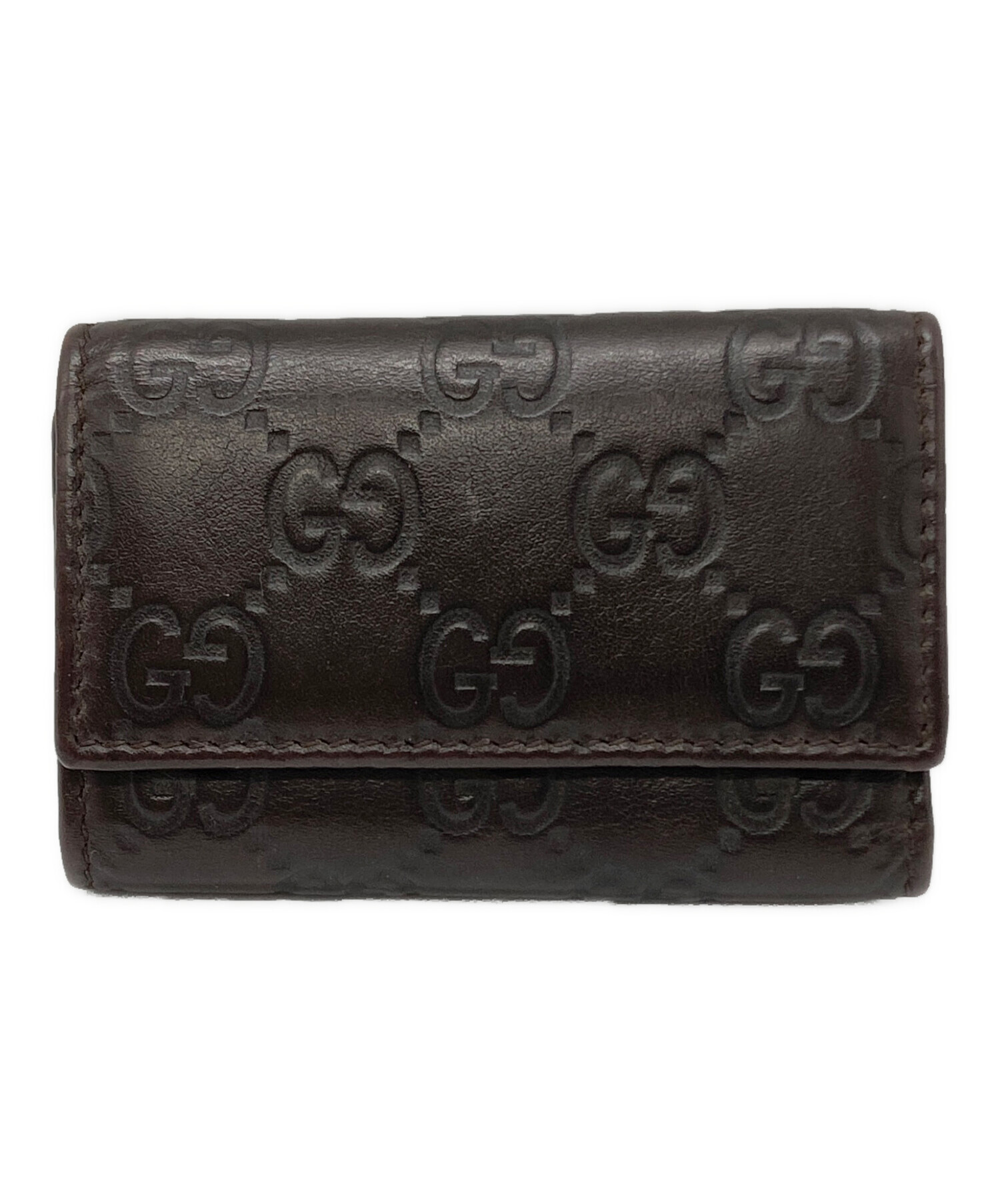 ❣️未使用❣️GUCCI キーケース 6連 レザー　ダークブラウン★シワ有り 中古・古着通販】GUCCI (グッチ) グッチシマ6連キーケース ブラウン