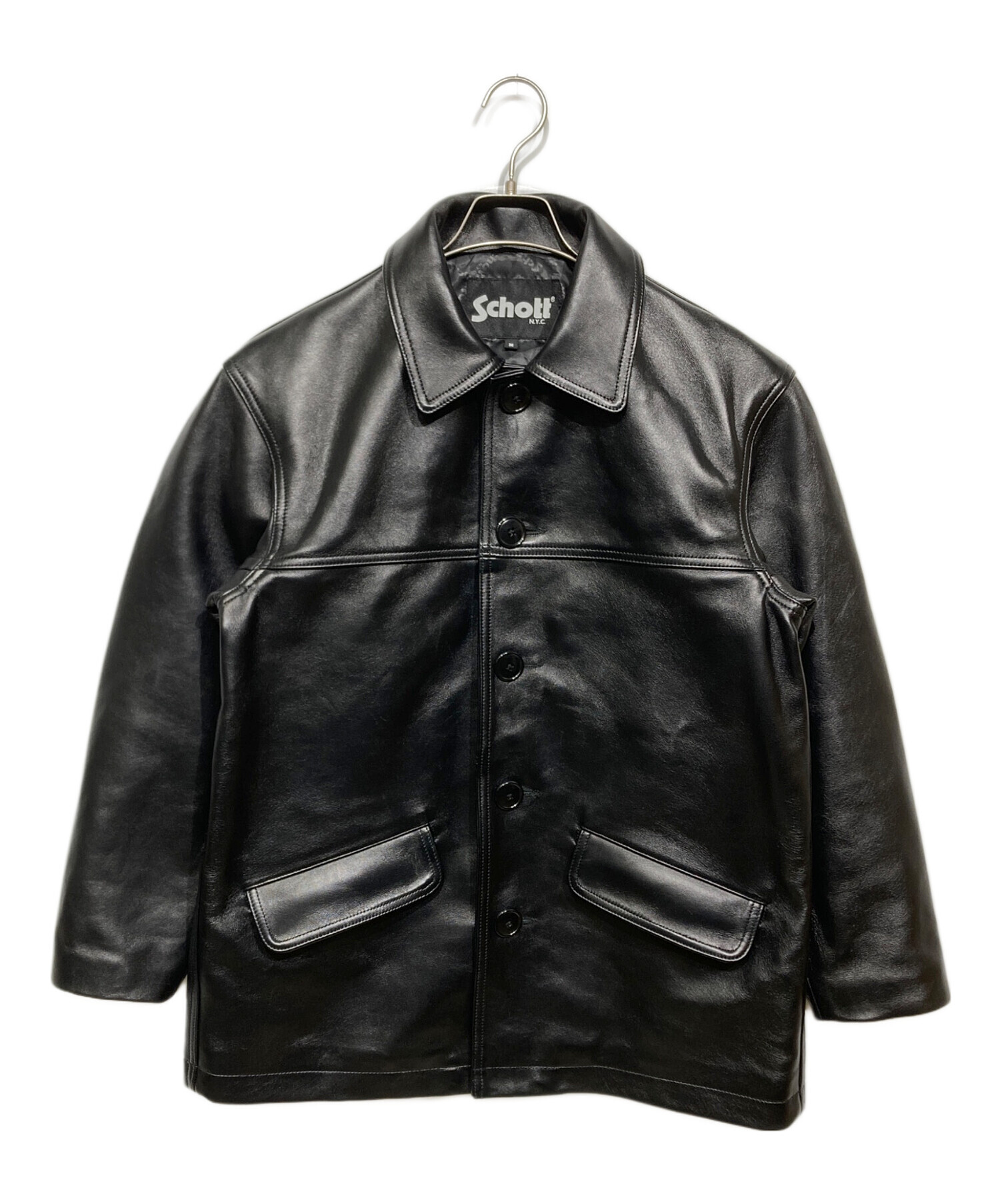 中古・古着通販】Schott (ショット) 別注 LEATHER CAR COAT ブラック