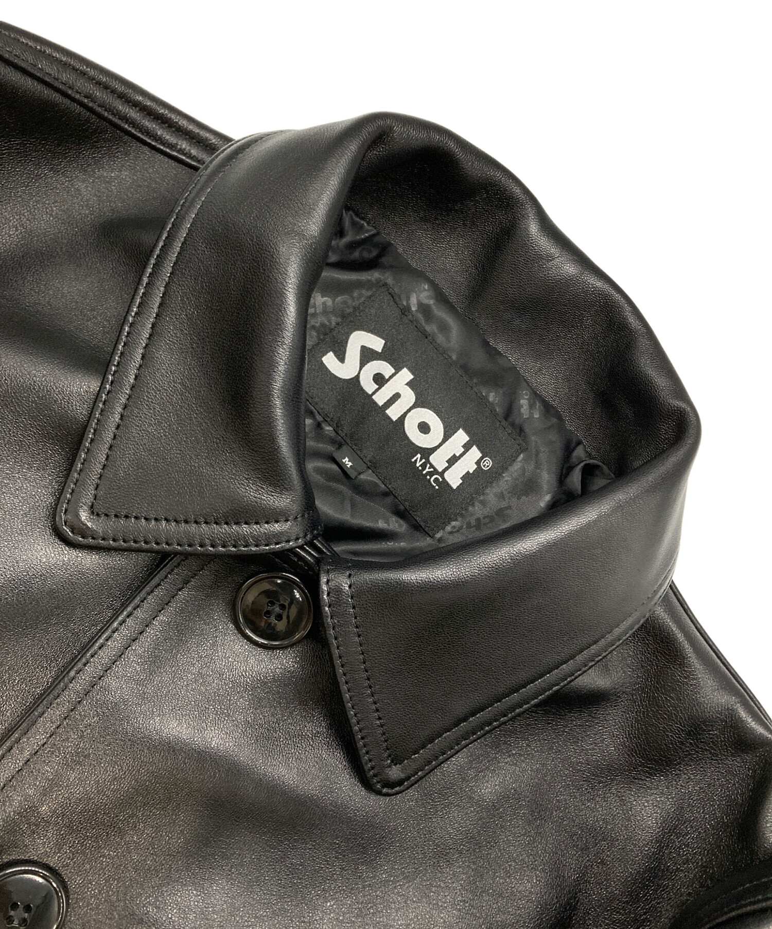 中古・古着通販】Schott (ショット) 別注 LEATHER CAR COAT ブラック