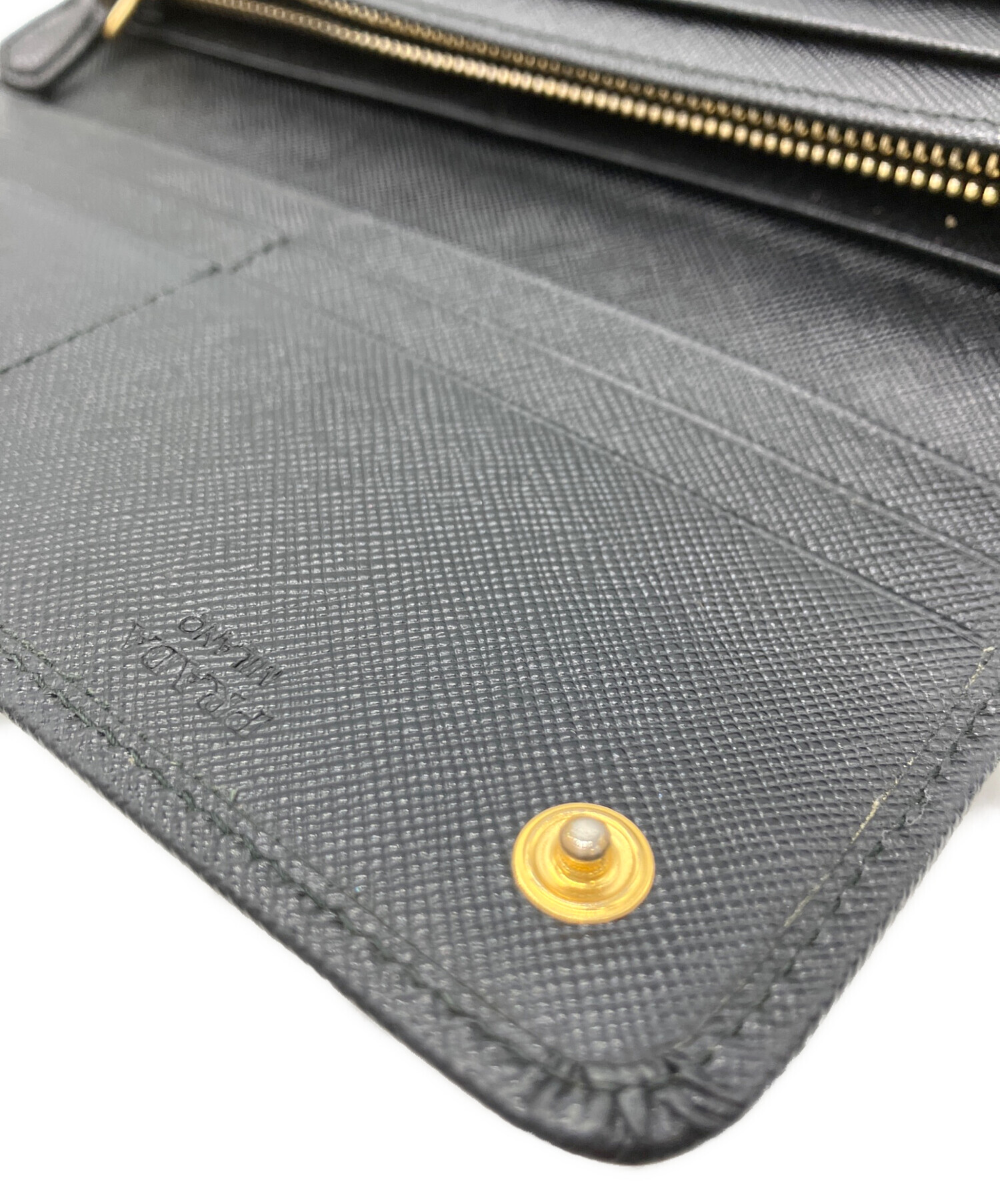 中古・古着通販】PRADA (プラダ) リボン付サフィアーノ長財布 ブラック