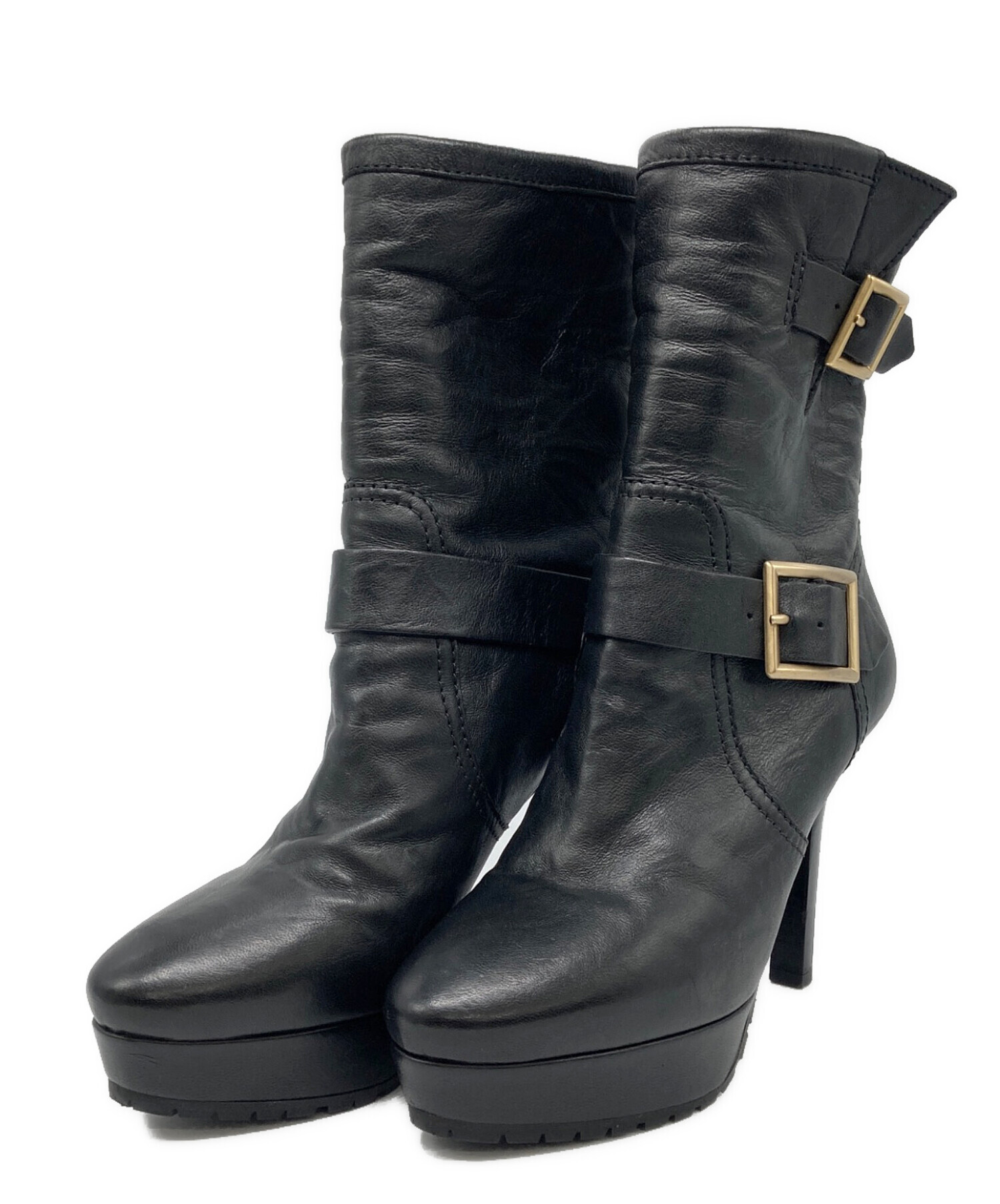 中古・古着通販】JIMMY CHOO (ジミーチュウ) ショートブーツ ブラック 