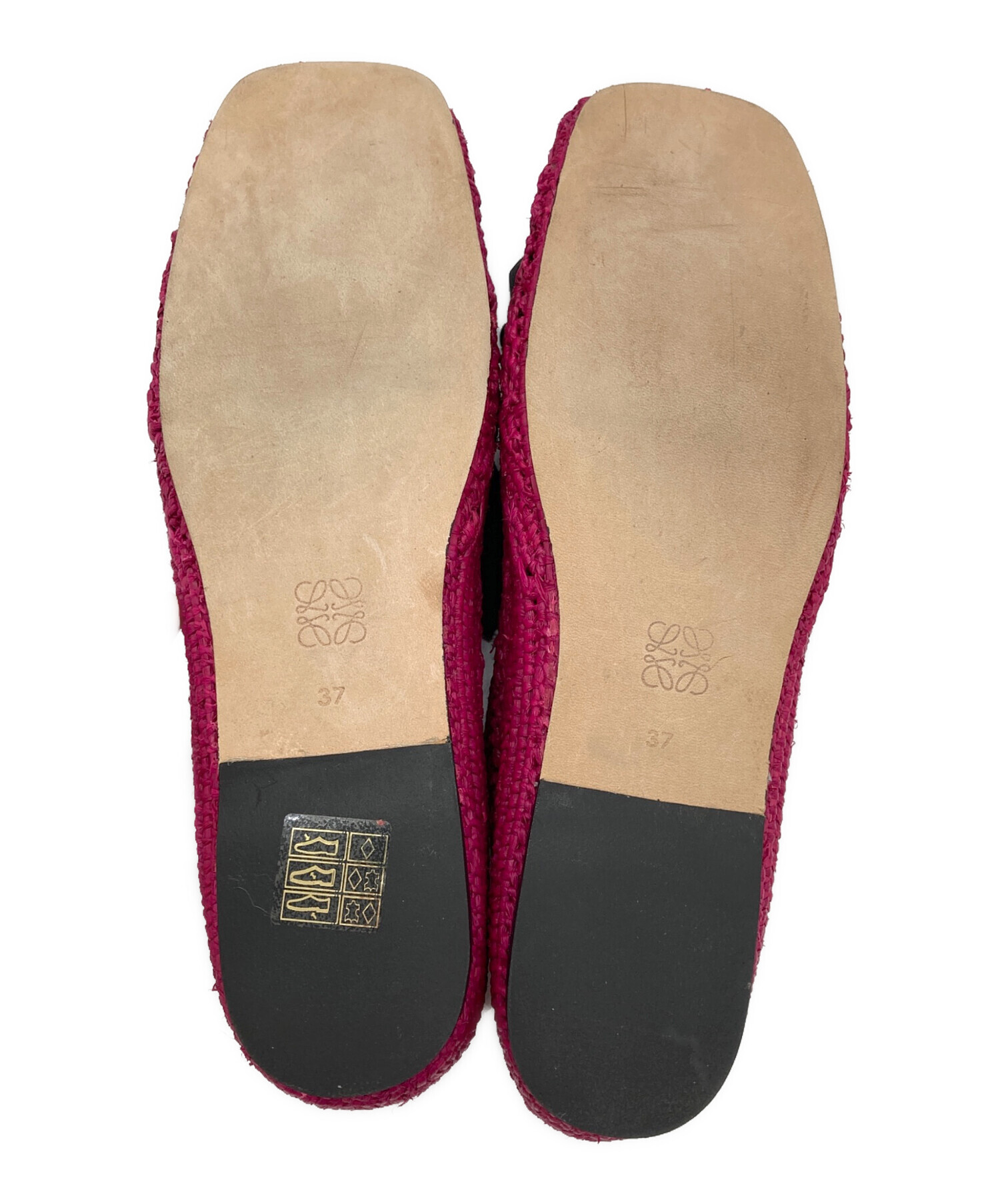 中古・古着通販】LOEWE (ロエベ) ラフィア フラットシューズ ピンク